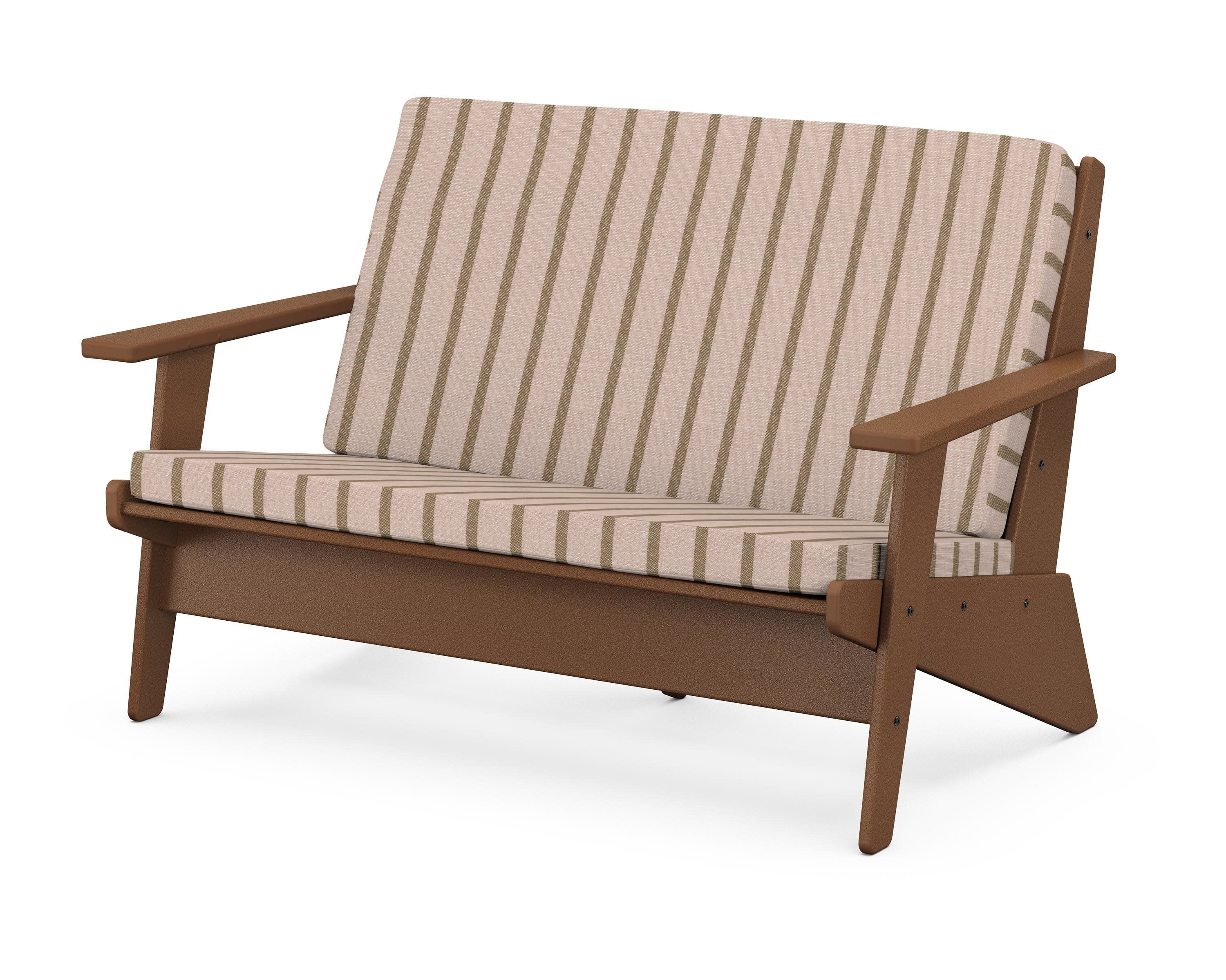 Riviera Modern Lounge Loveseat in Teak / Unwind Cameo