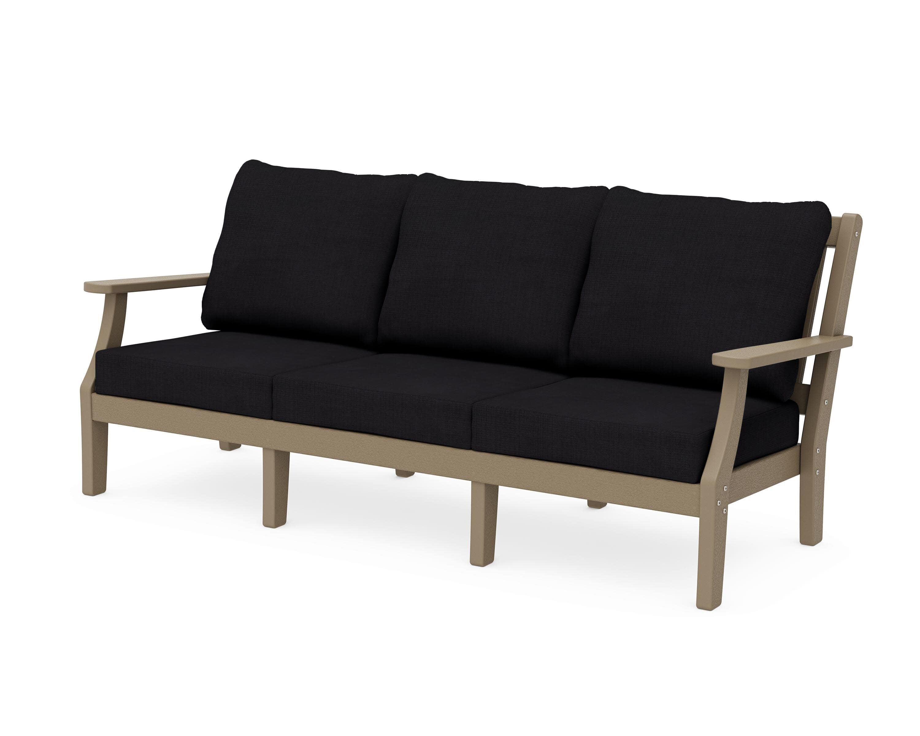 Chinoiserie Deep Seating Sofa in Vintage Sahara / Midnight Linen