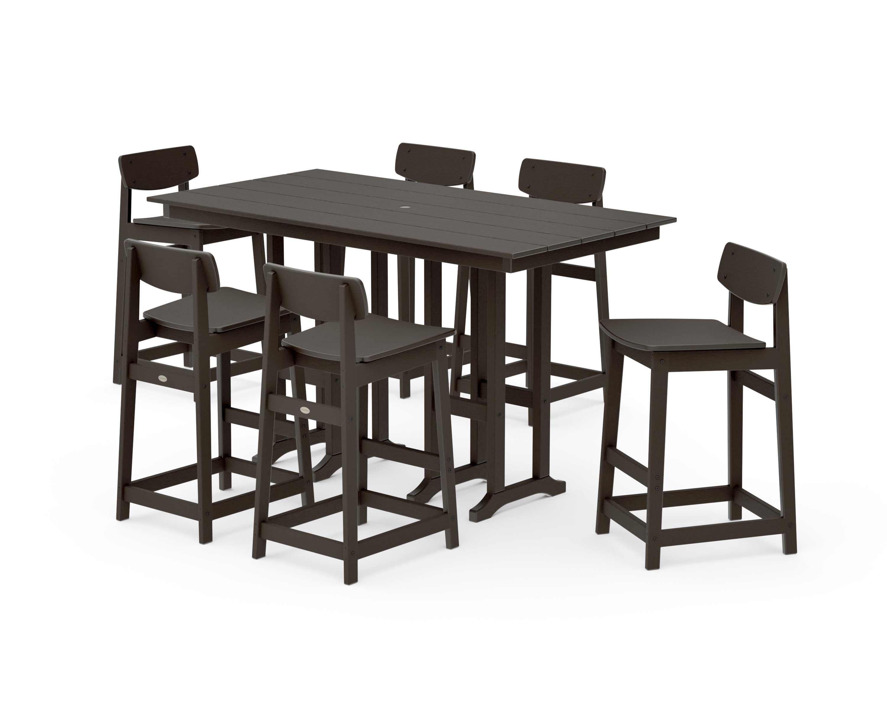 Modern Studio Urban Lowback Bar Chair 7-Piece Set in Vintage Coffee