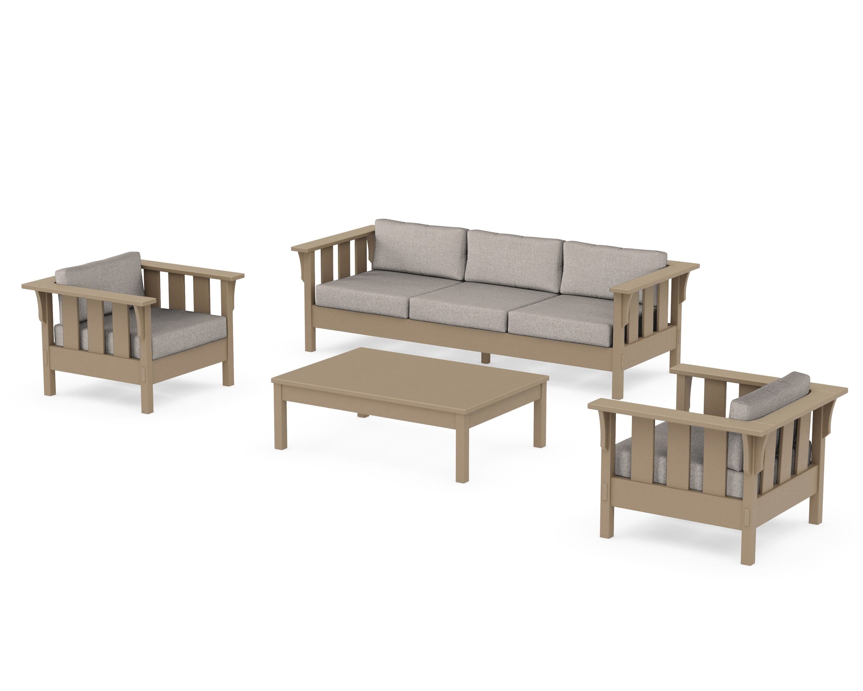 Acadia 4-Piece Deep Seating Set with Sofa in Vintage Sahara / Weathered Tweed