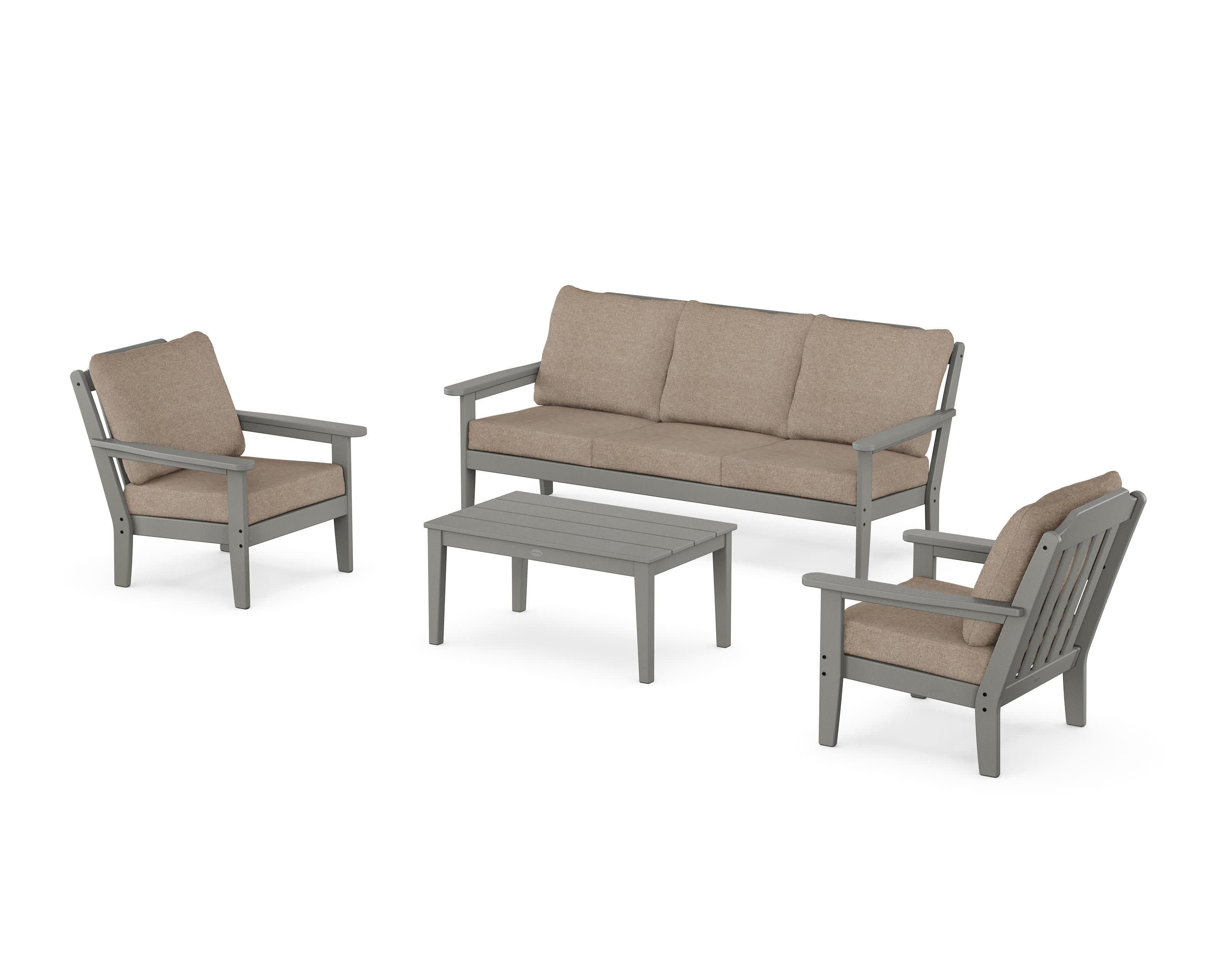Cottage 4-Piece Deep Seating Set with Sofa in Slate Grey / Spiced Burlap