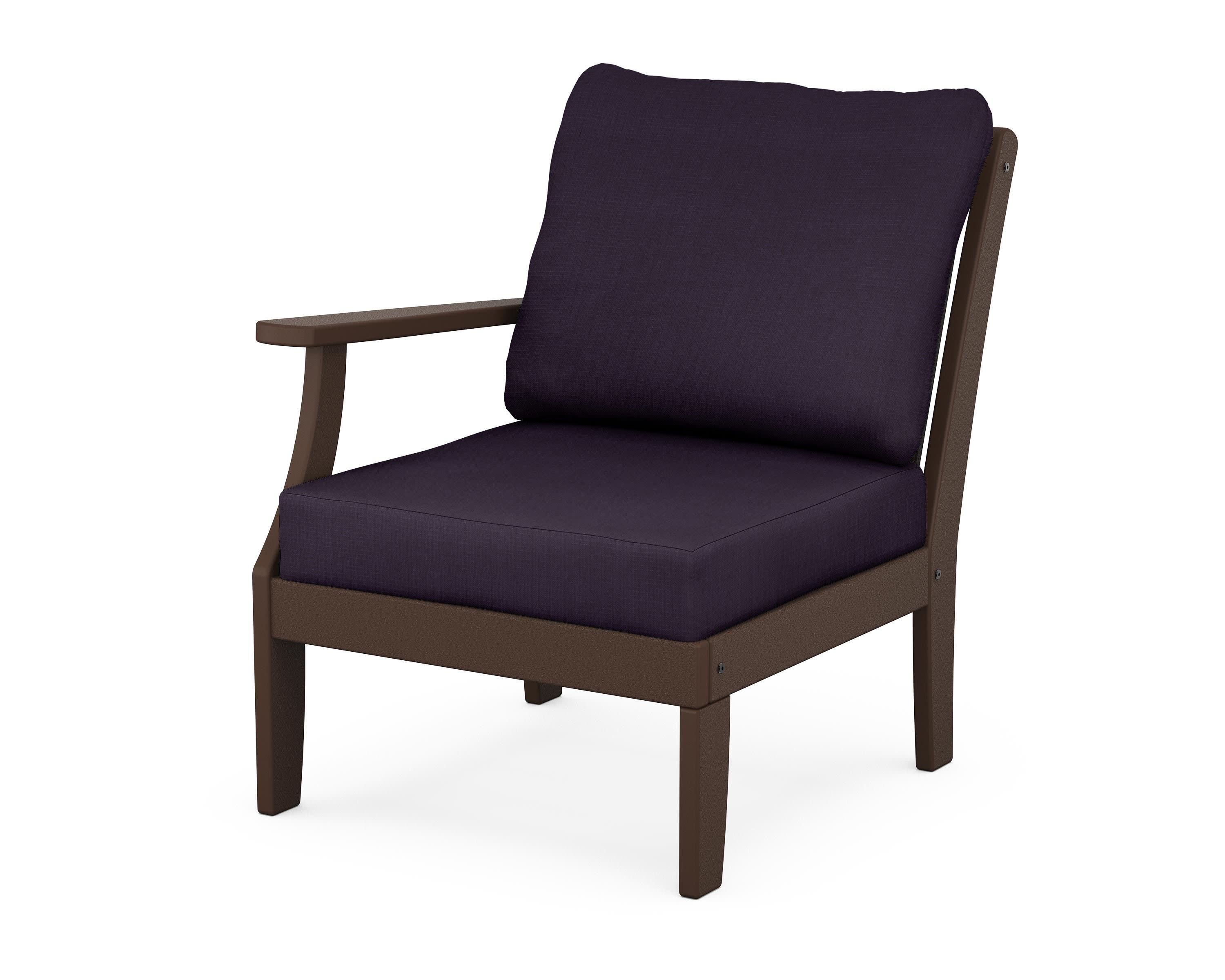 Braxton Modular Left Arm Chair in Mahogany / Navy Linen