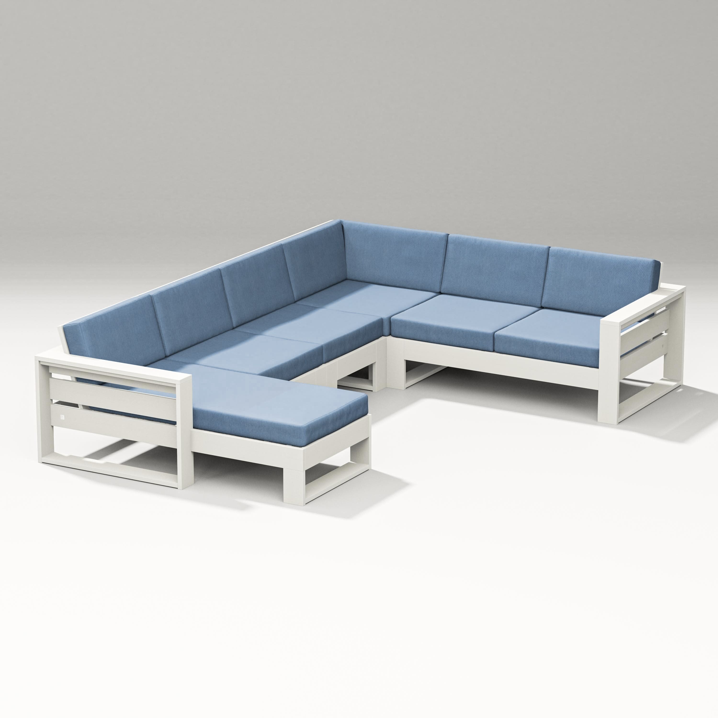Latitude Corner Sectional with Left Chaise in Vintage White / Sky Blue