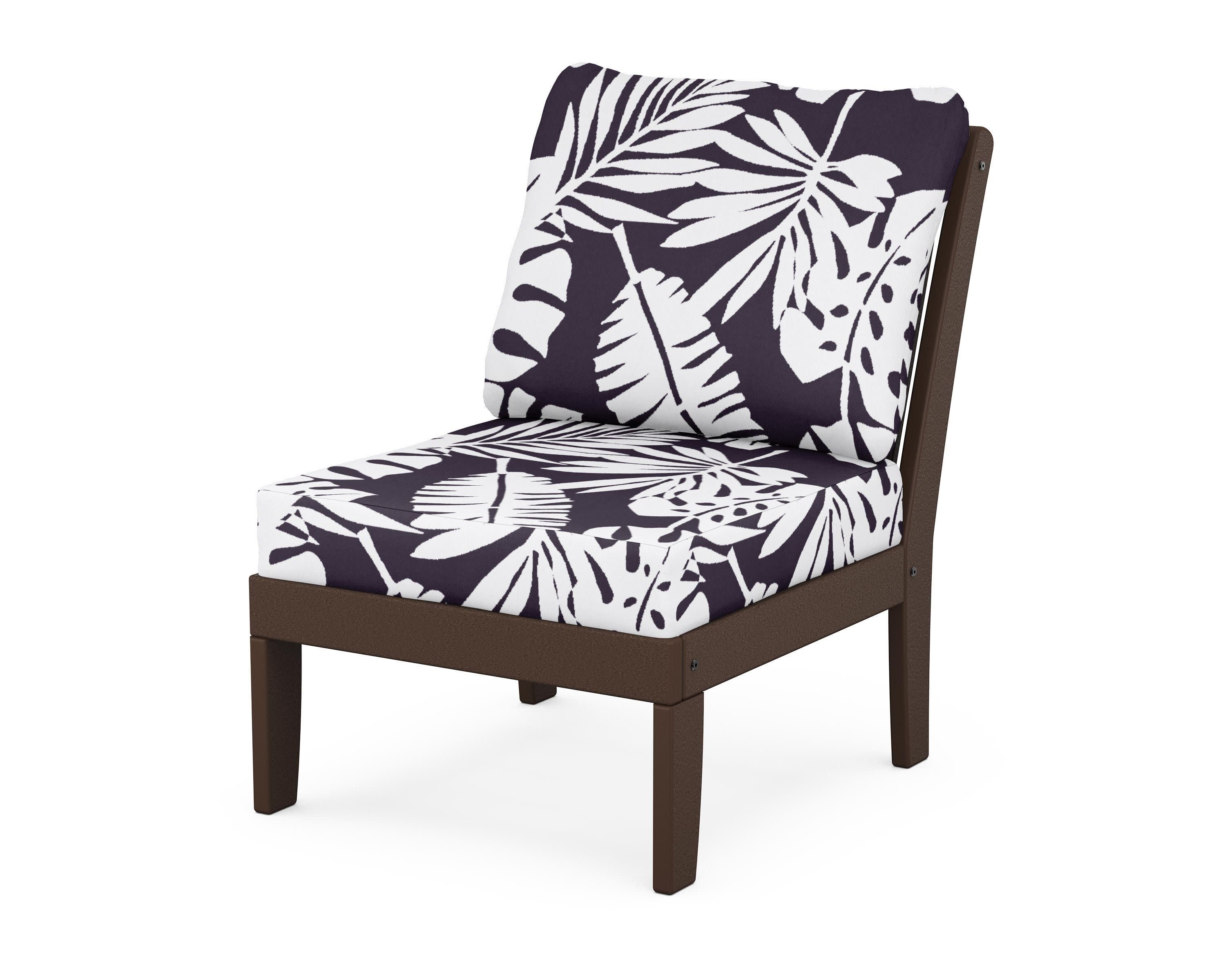 Braxton Modular Armless Chair in Mahogany / Leaf Navy