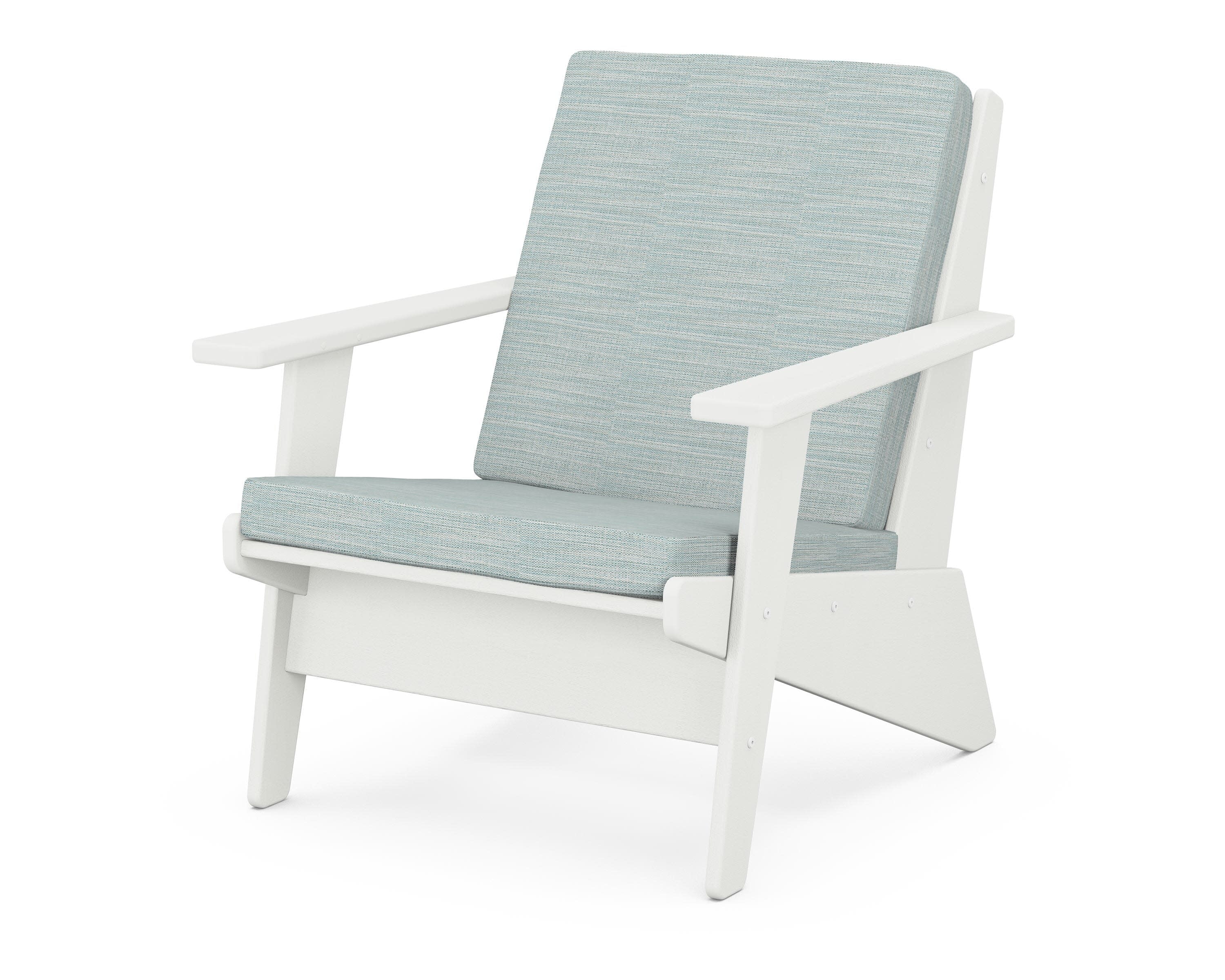 Riviera Modern Lounge Chair in Vintage White / Soothe Mist