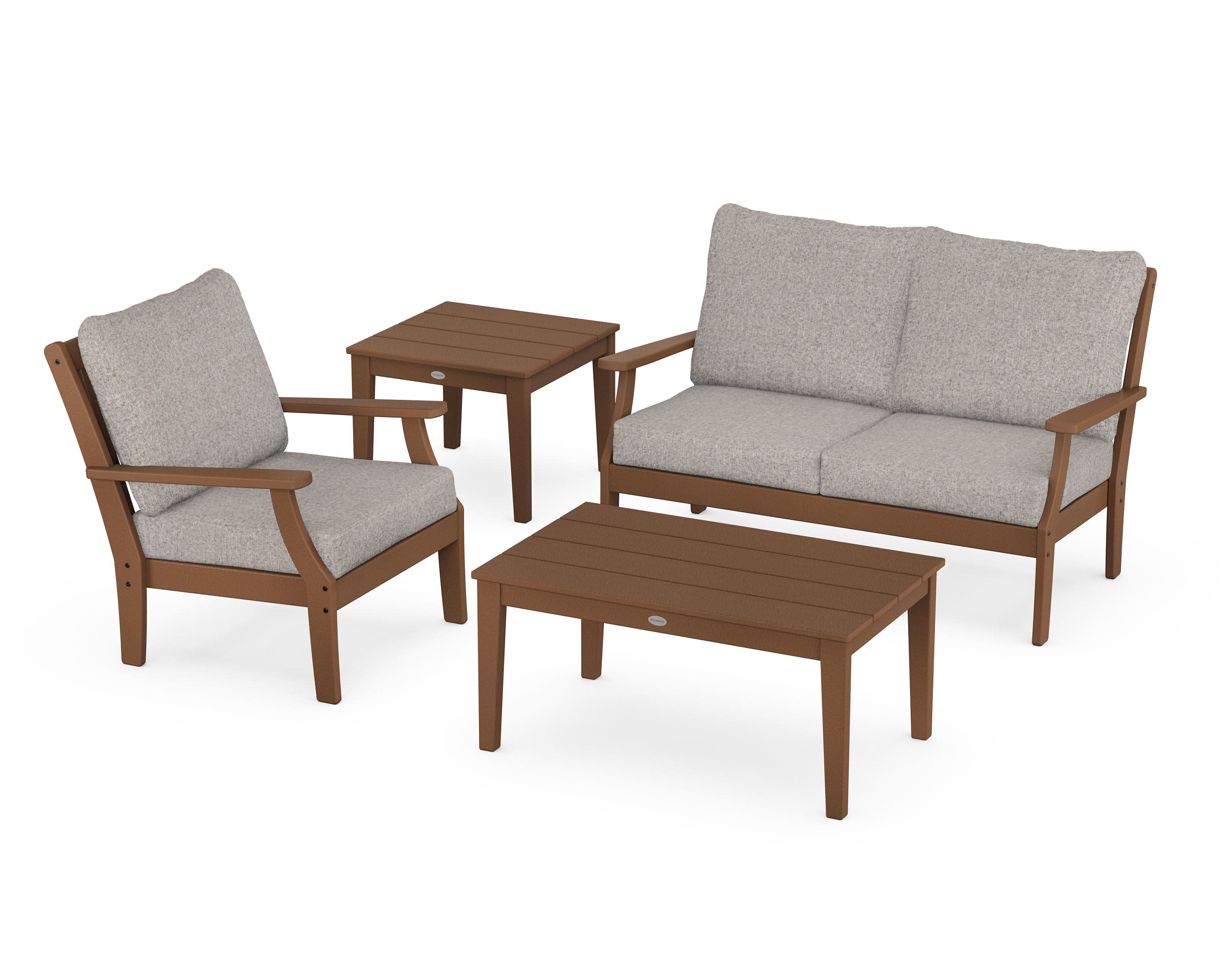 Braxton 4-Piece Deep Seating Set in Teak / Weathered Tweed