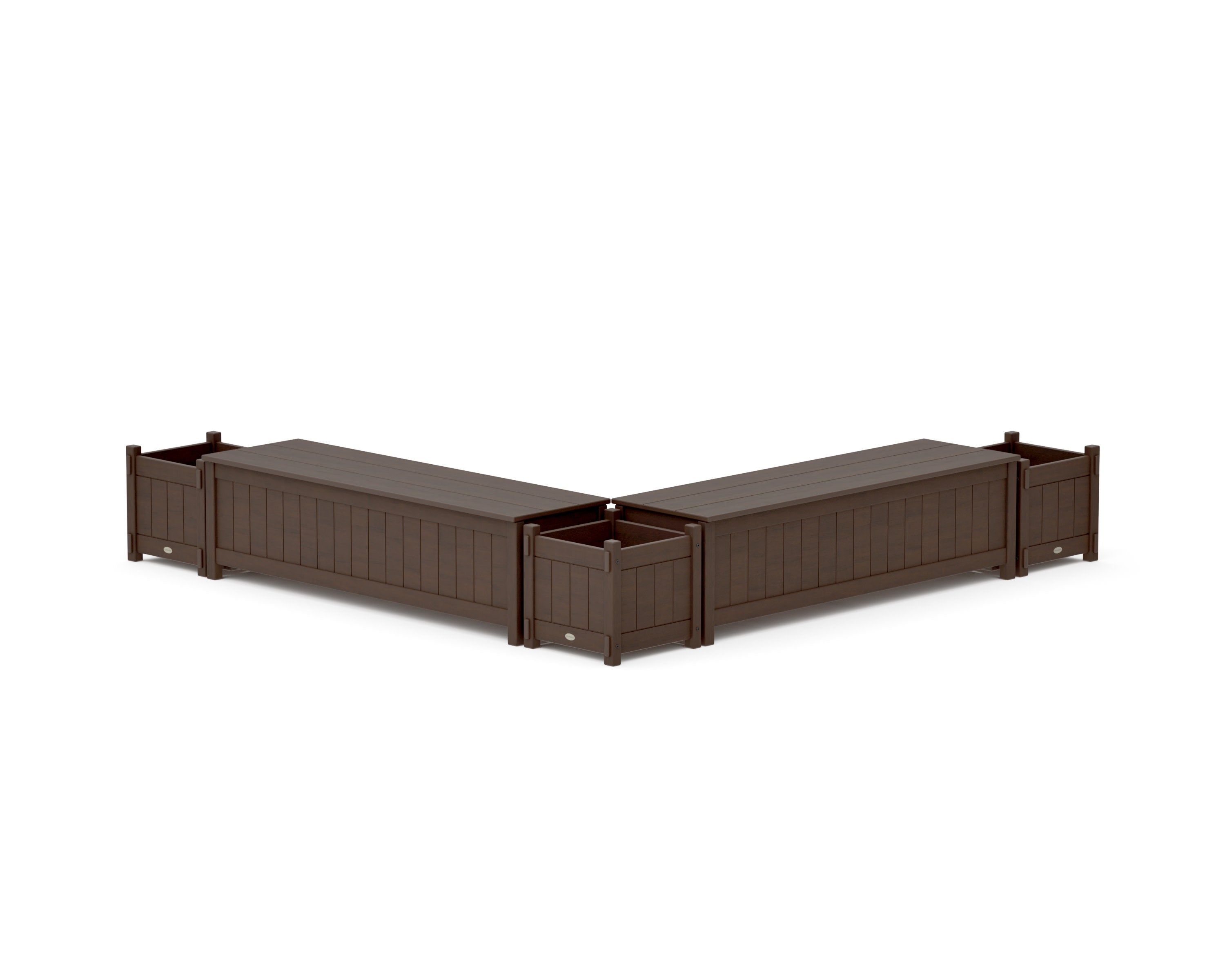 60" Vineyard L- Shaped Planter Storage Bench Corner Set in Kona
