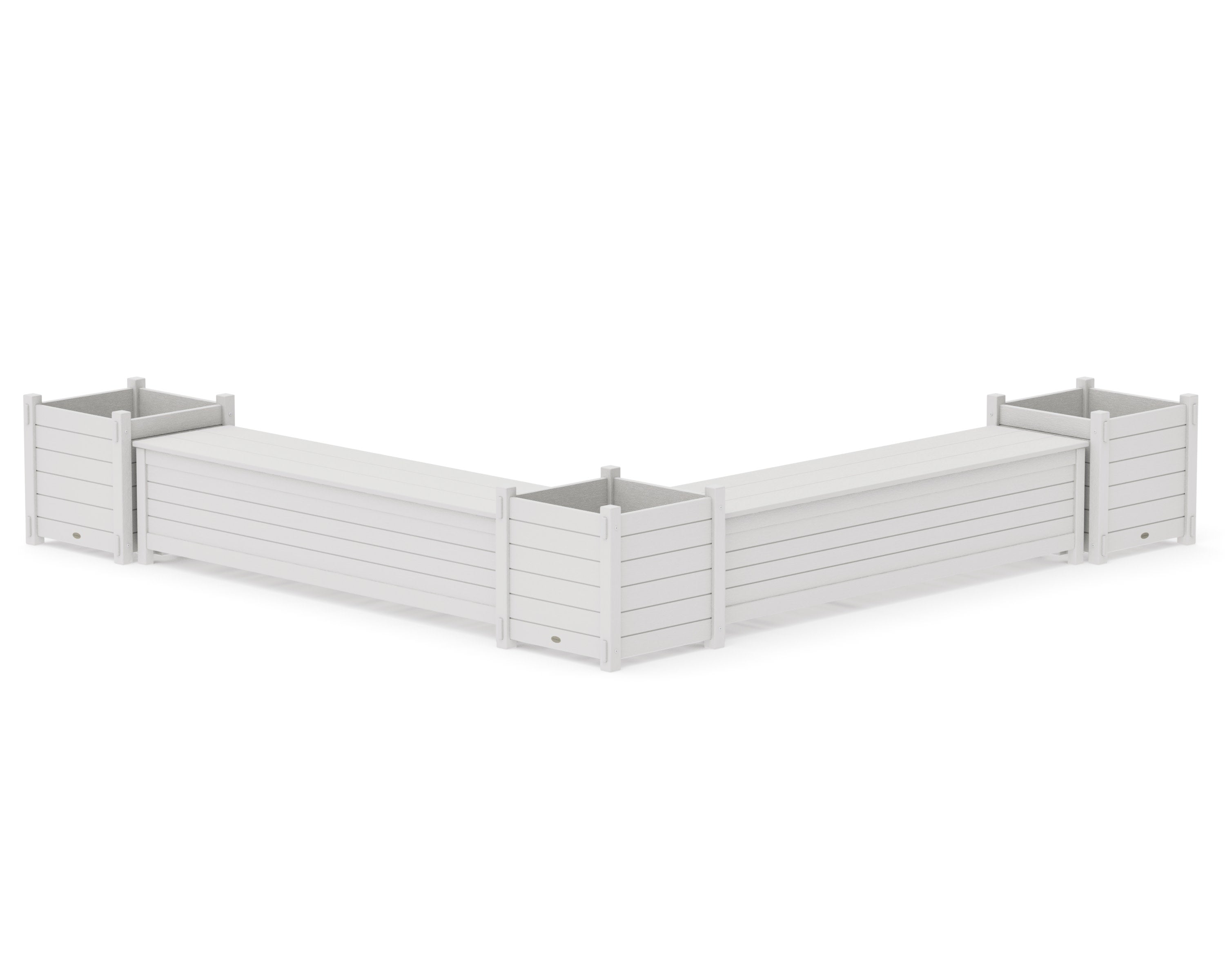 72" Nautical L- Shaped Planter Storage Bench Corner Set- Large in Vintage White