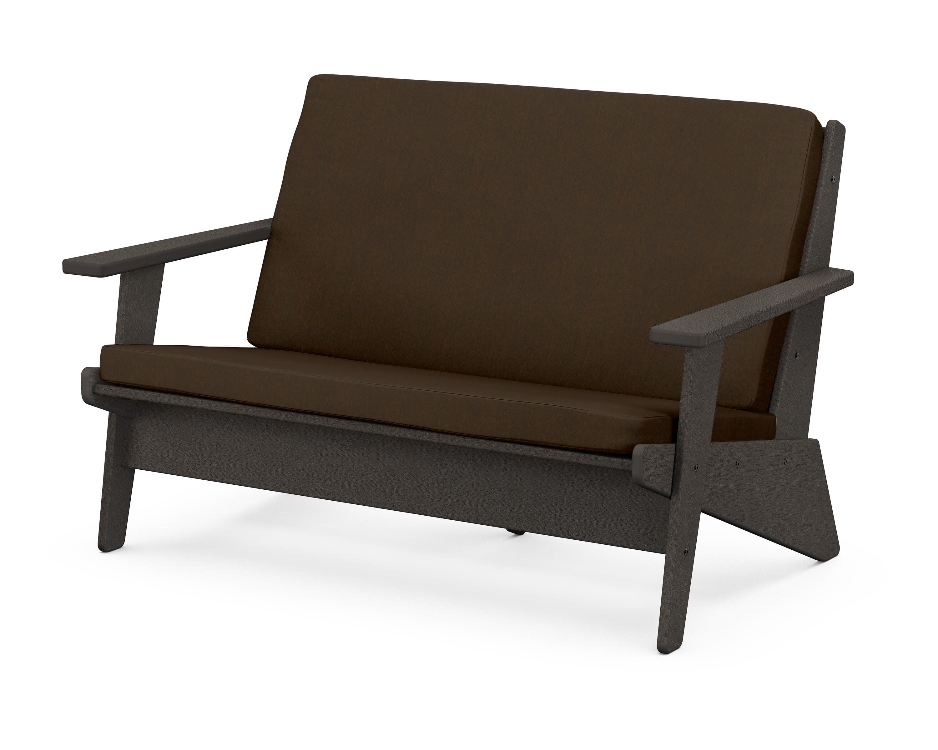 Riviera Modern Lounge Loveseat in Vintage Coffee / Canvas Java