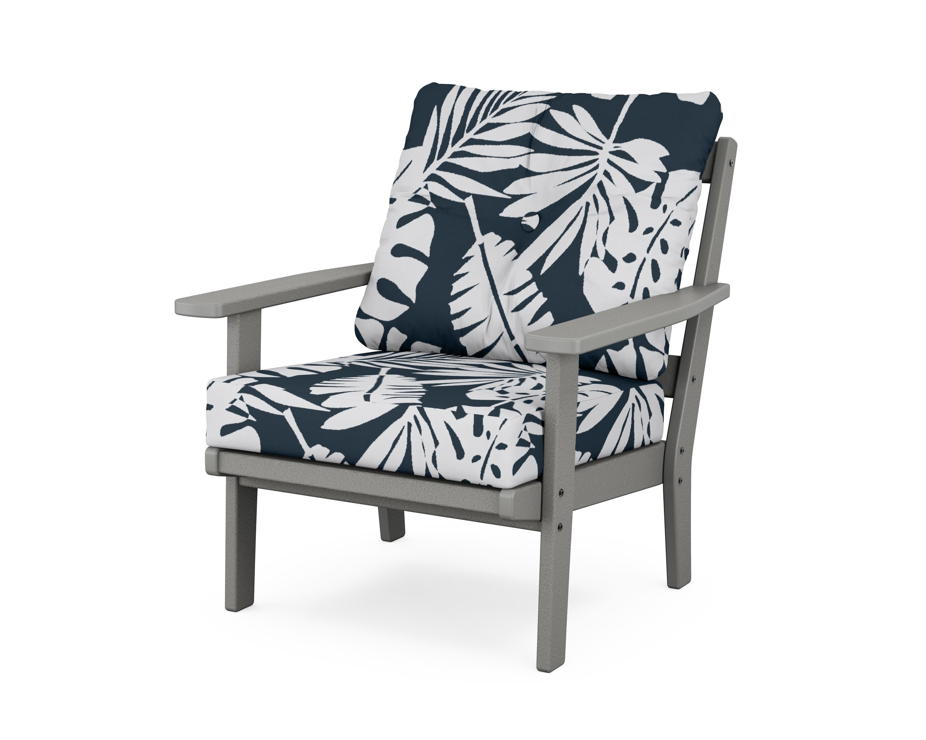 Oxford Deep Seating Chair in Slate Grey / Leaf Marine Indigo