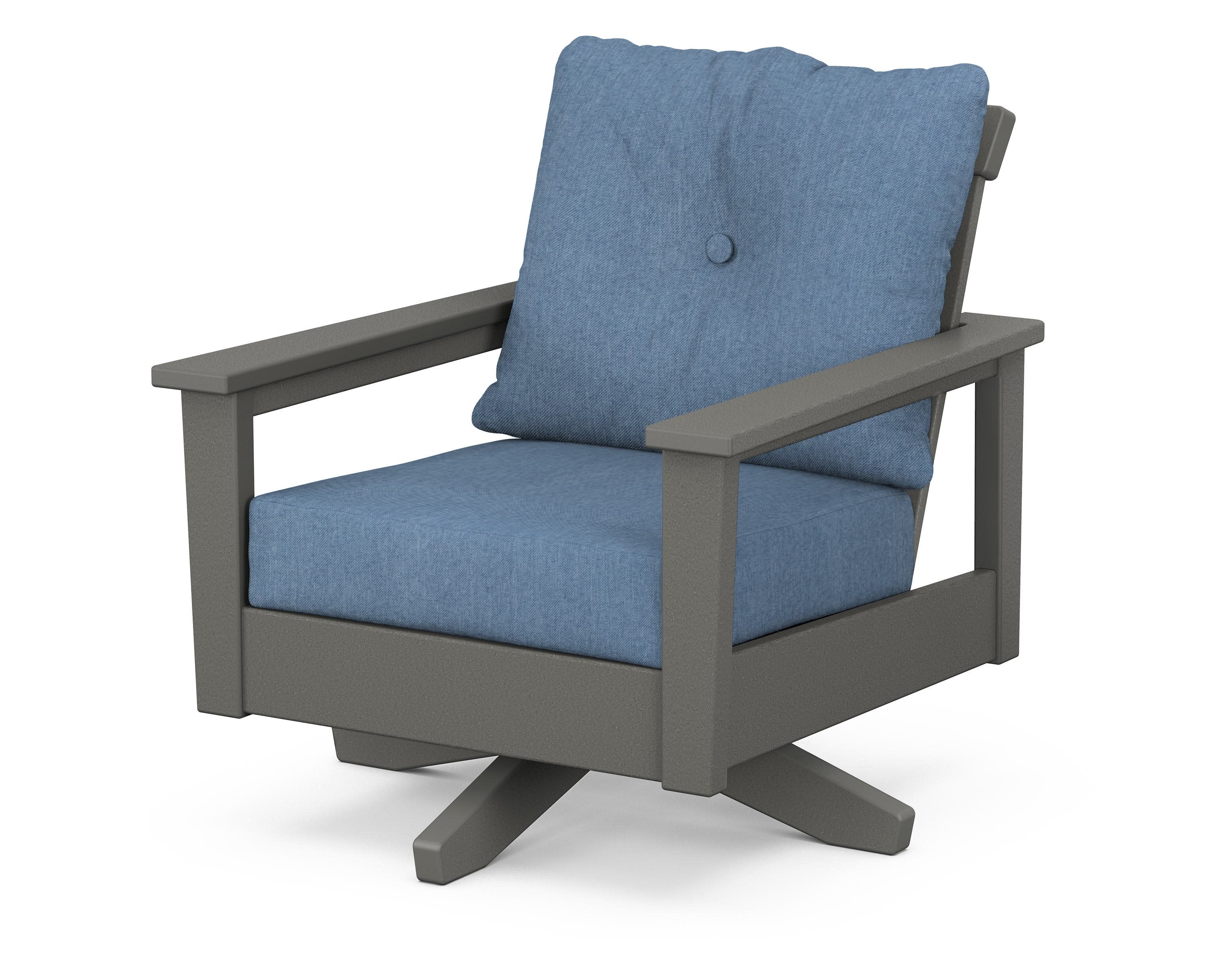 Prescott Deep Seating Swivel Chair in Slate Grey / Sky Blue