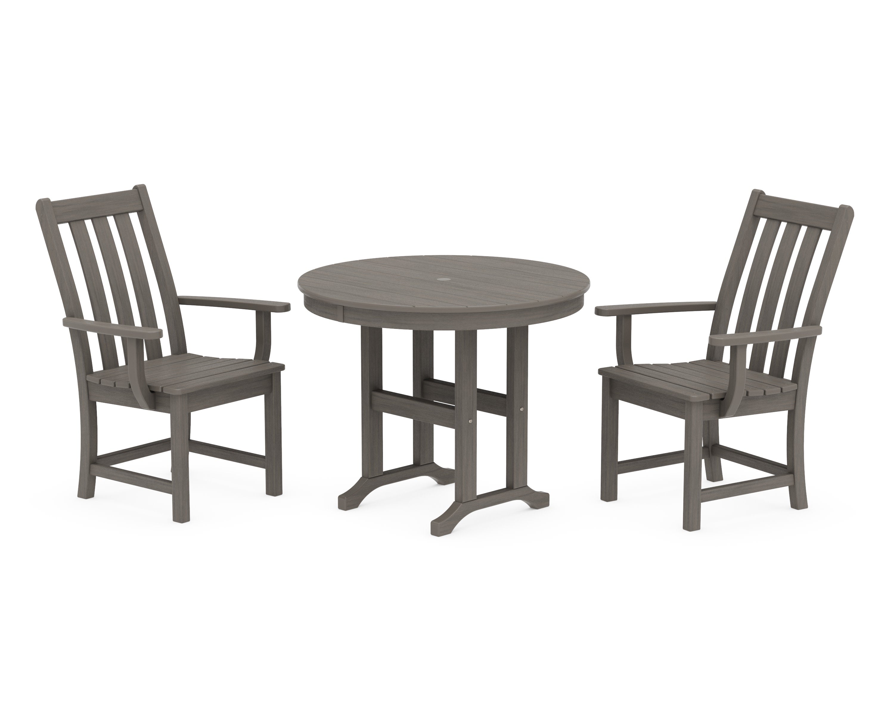 Vineyard 3-Piece Round Dining Set in Driftwood