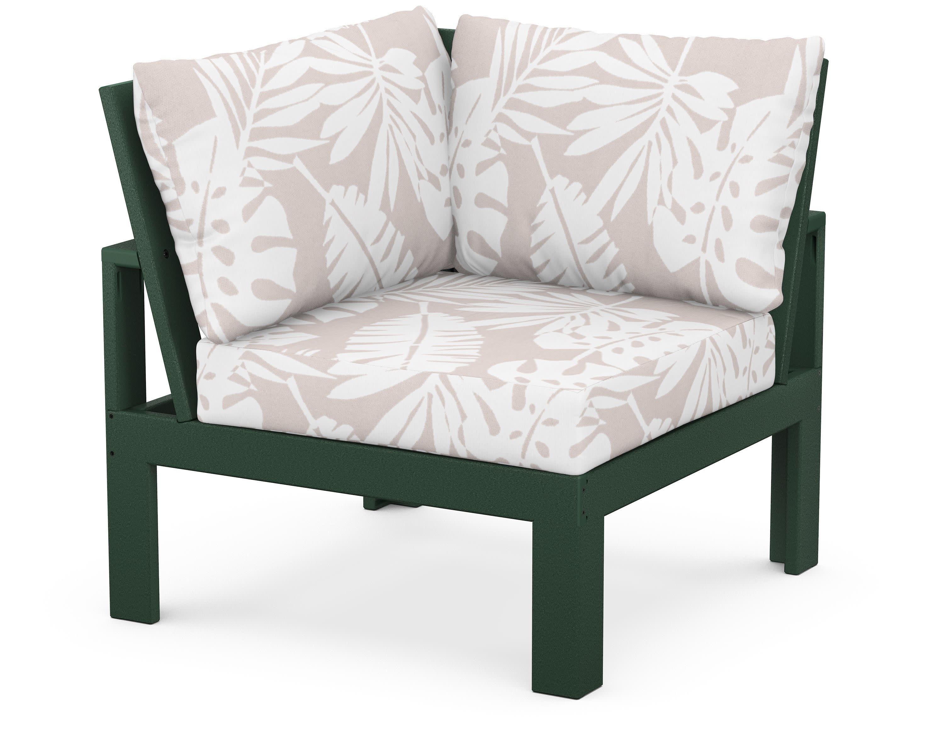 Modular Corner Chair in Green / Leaf Dune Burlap