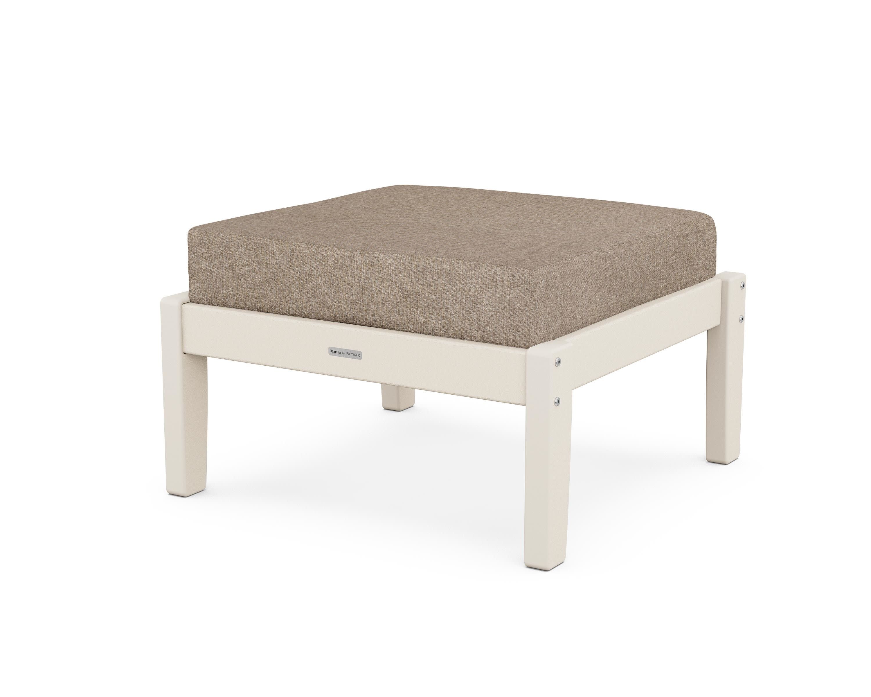 Chinoiserie Deep Seating Ottoman in Sand / Spiced Burlap