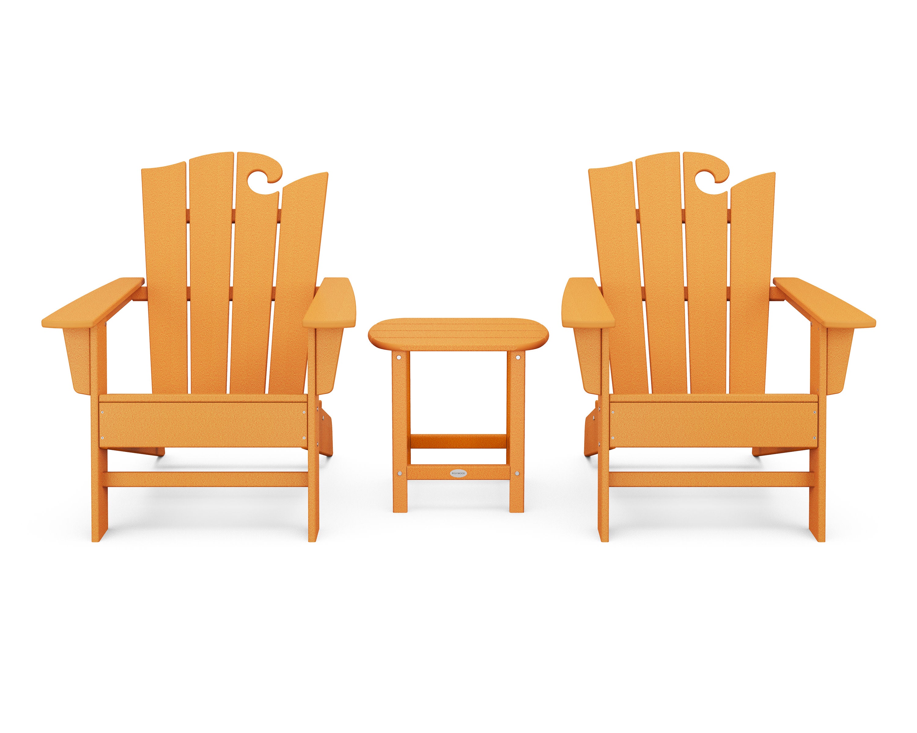 Wave 3-Piece Adirondack Set with The Ocean Chair in Tangerine