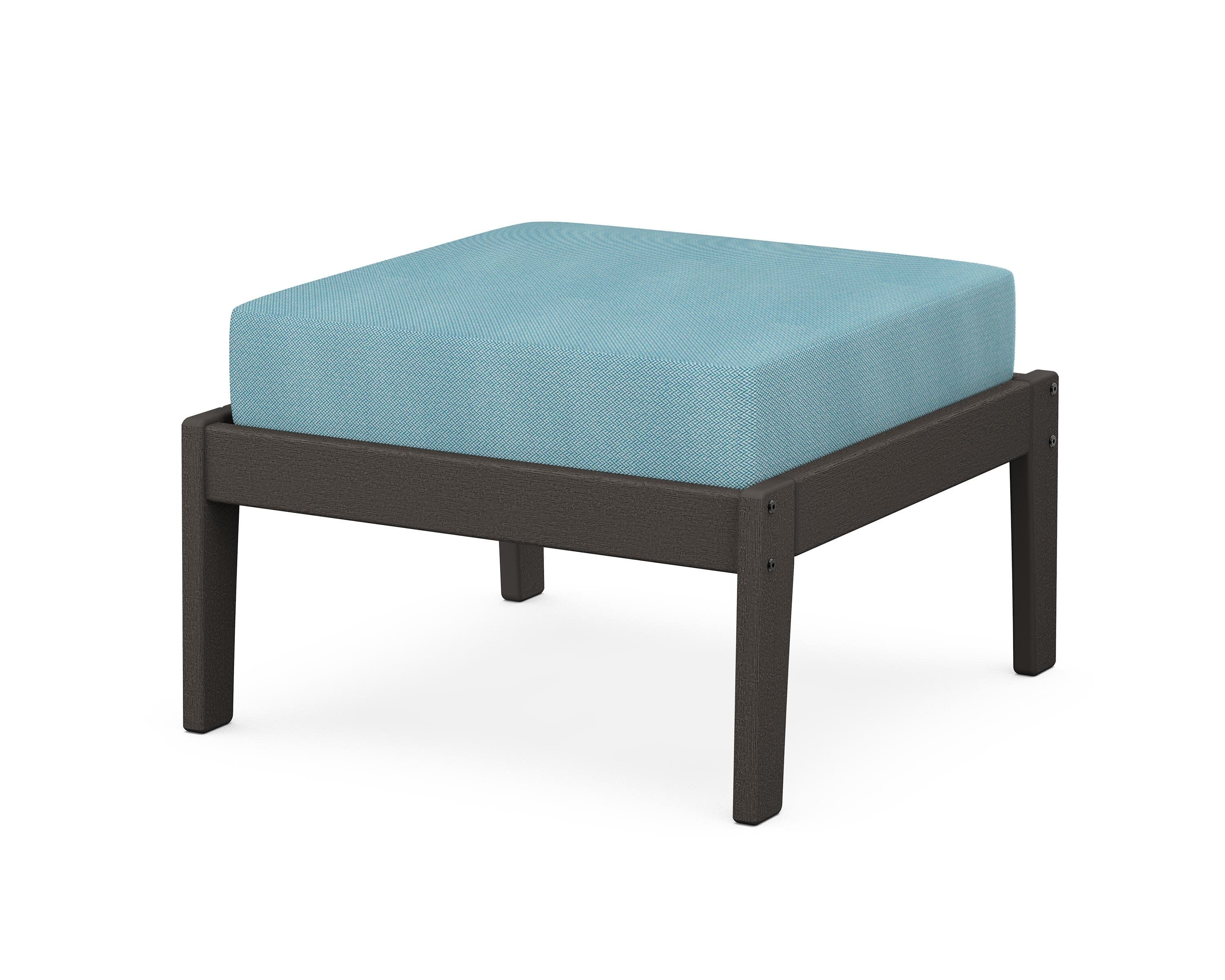 Deep Seating Ottoman in Vintage Coffee / Lattice Sky Blue