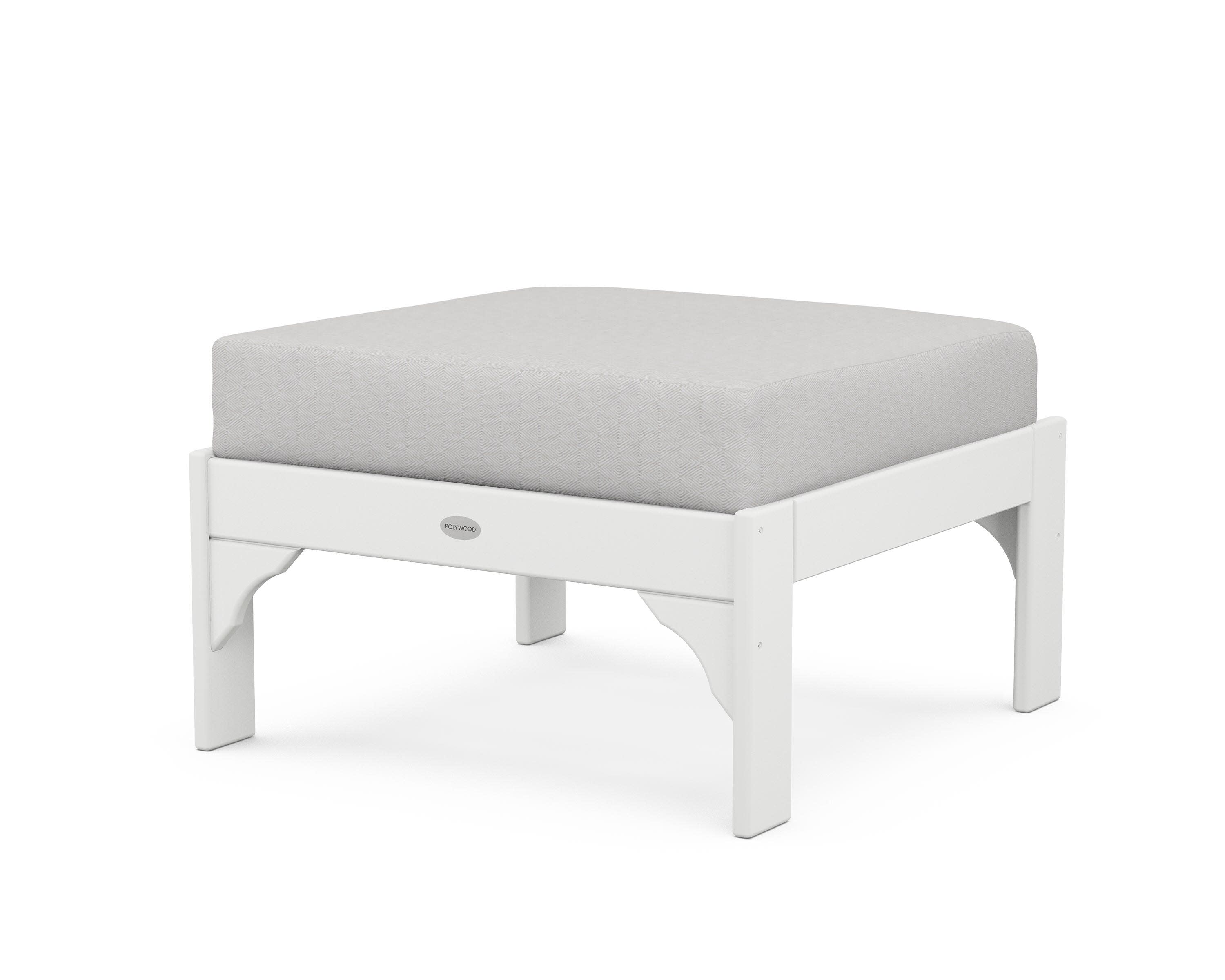 Vineyard Deep Seating Ottoman in White / Diamond in the Rough