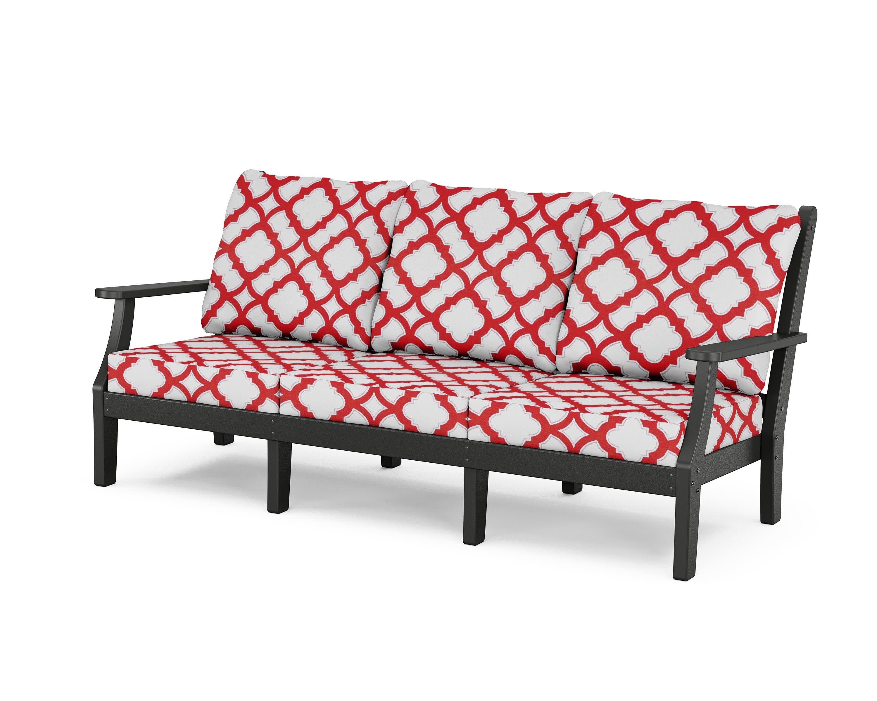 Wovendale Deep Seating Sofa in Black / Trellis Crimson