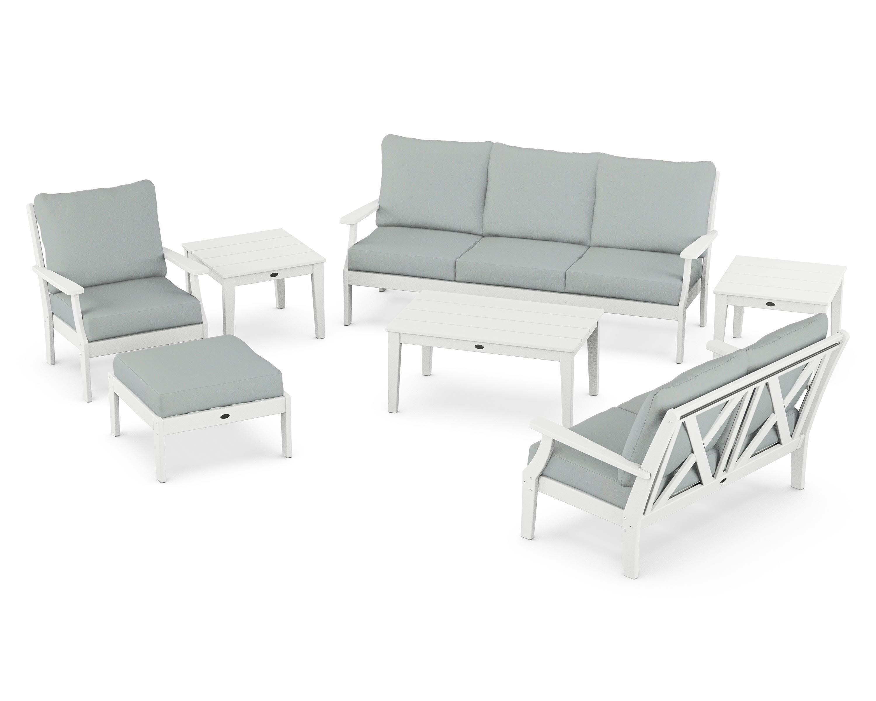 Braxton 7-Piece Deep Seating Set in White / Spa