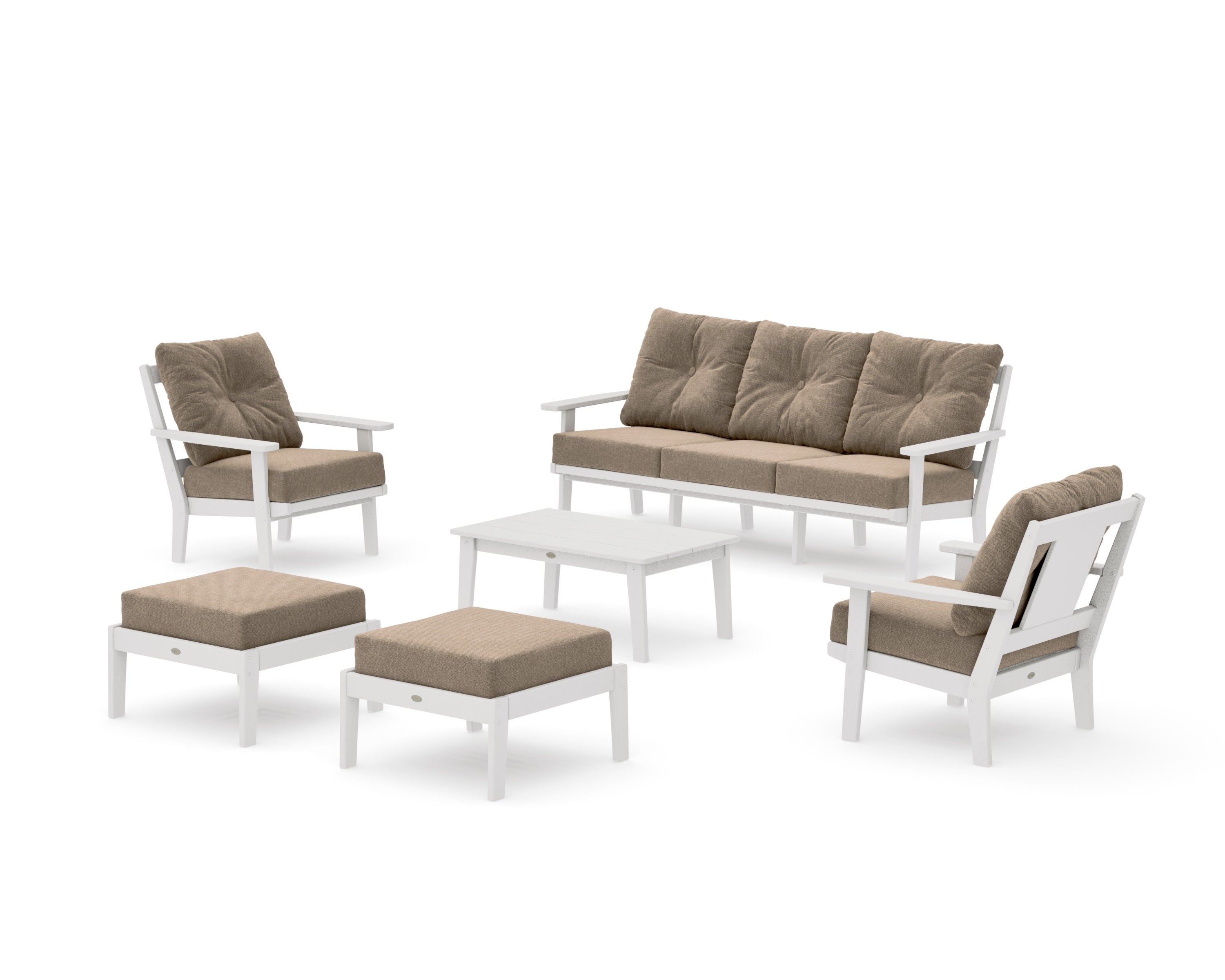 Prairie 6-Piece Lounge Sofa Set in Vintage White / Spiced Burlap