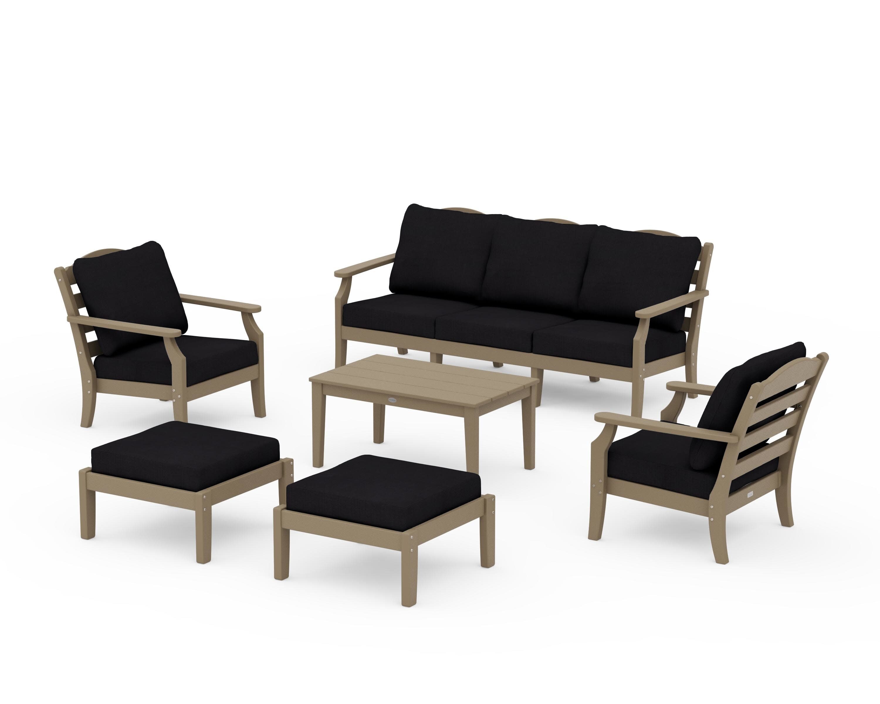 Savannah 6-Piece Lounge Sofa Set in Vintage Sahara / Midnight Linen