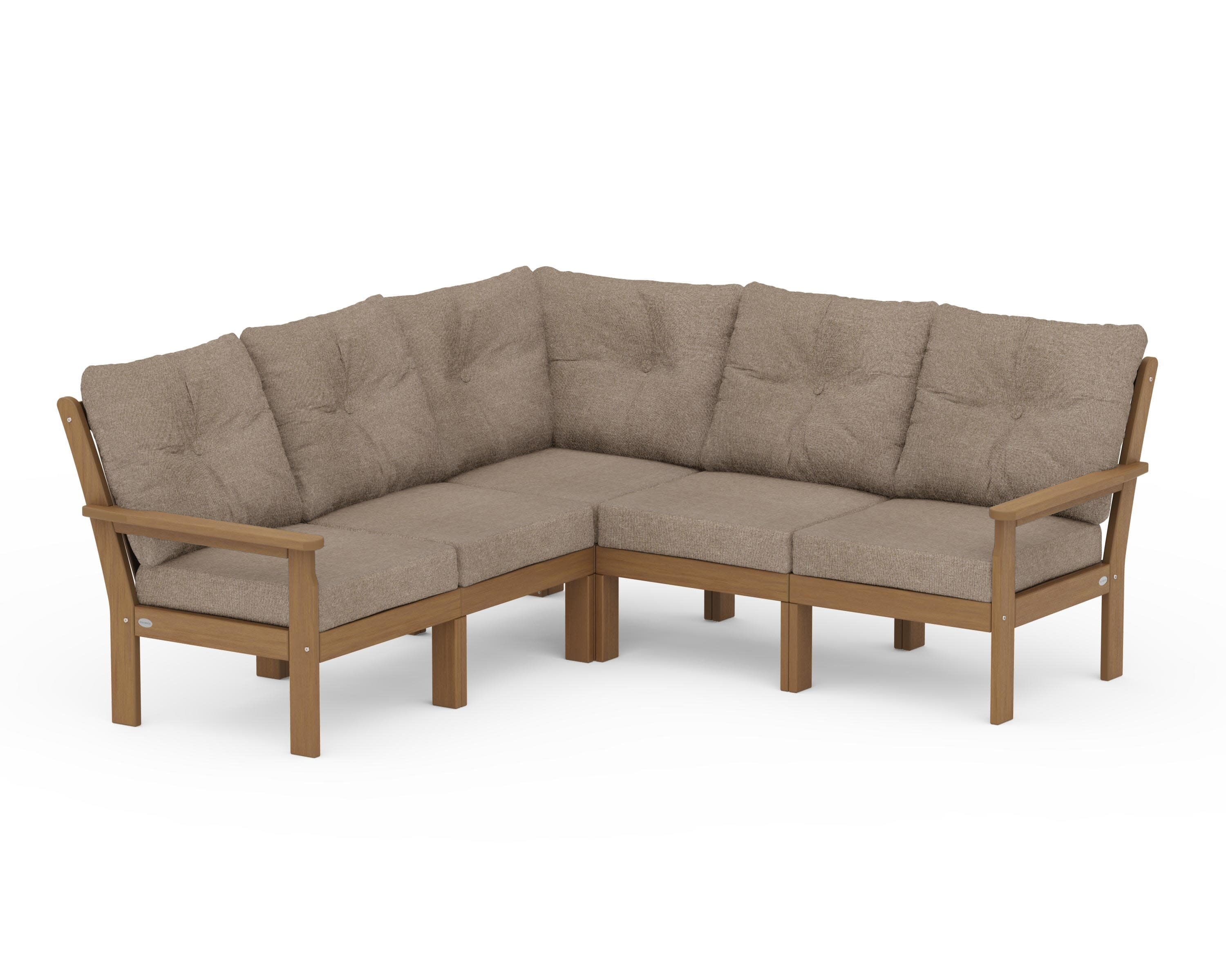 Vineyard 5-Piece Sectional in Natural / Spiced Burlap
