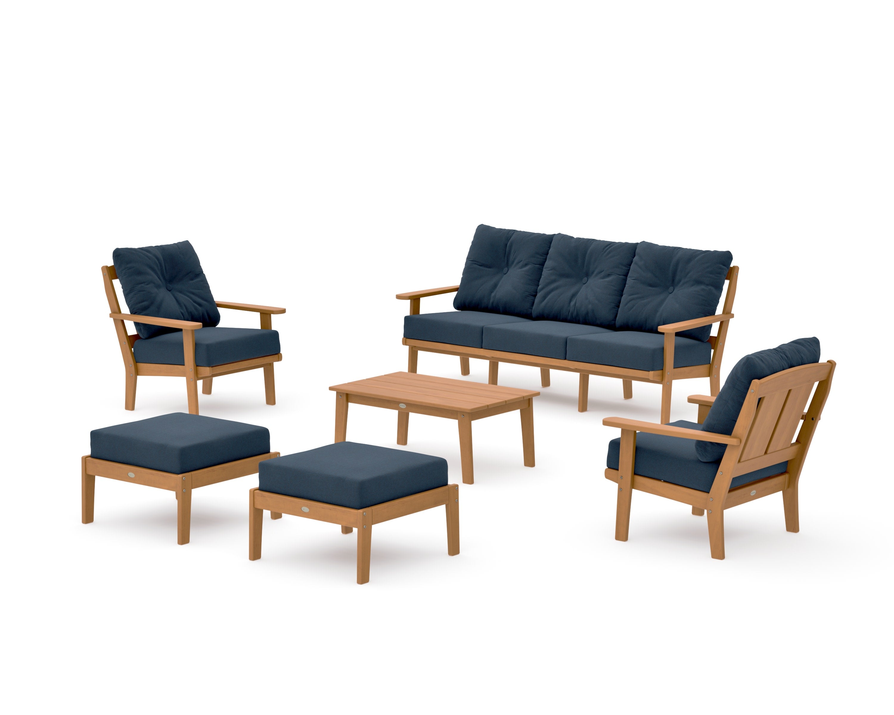 Mission 6-Piece Lounge Sofa Set in Natural / Marine Indigo