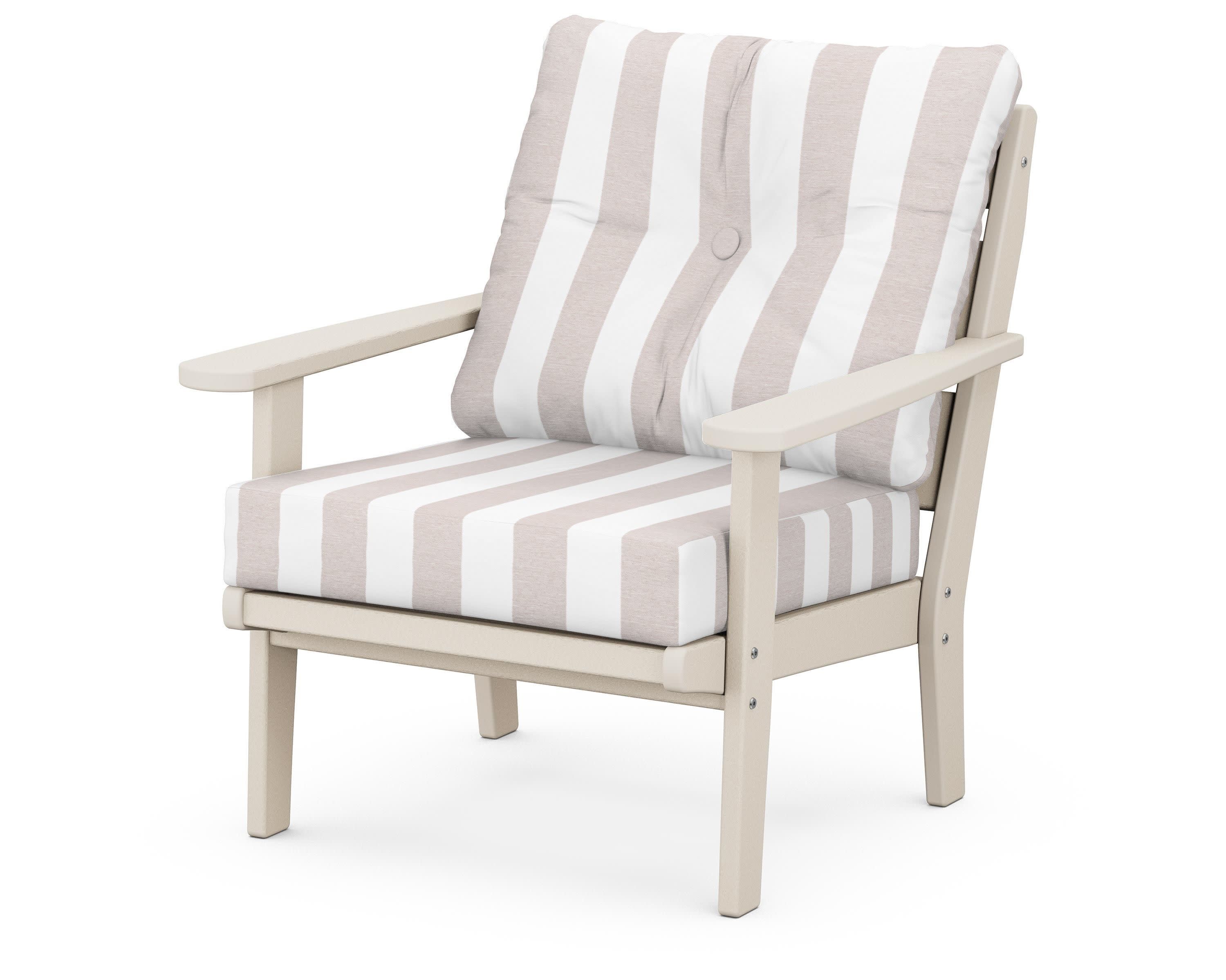 Lakeside Deep Seating Chair in Sand / Cabana Stripe Dune Burlap