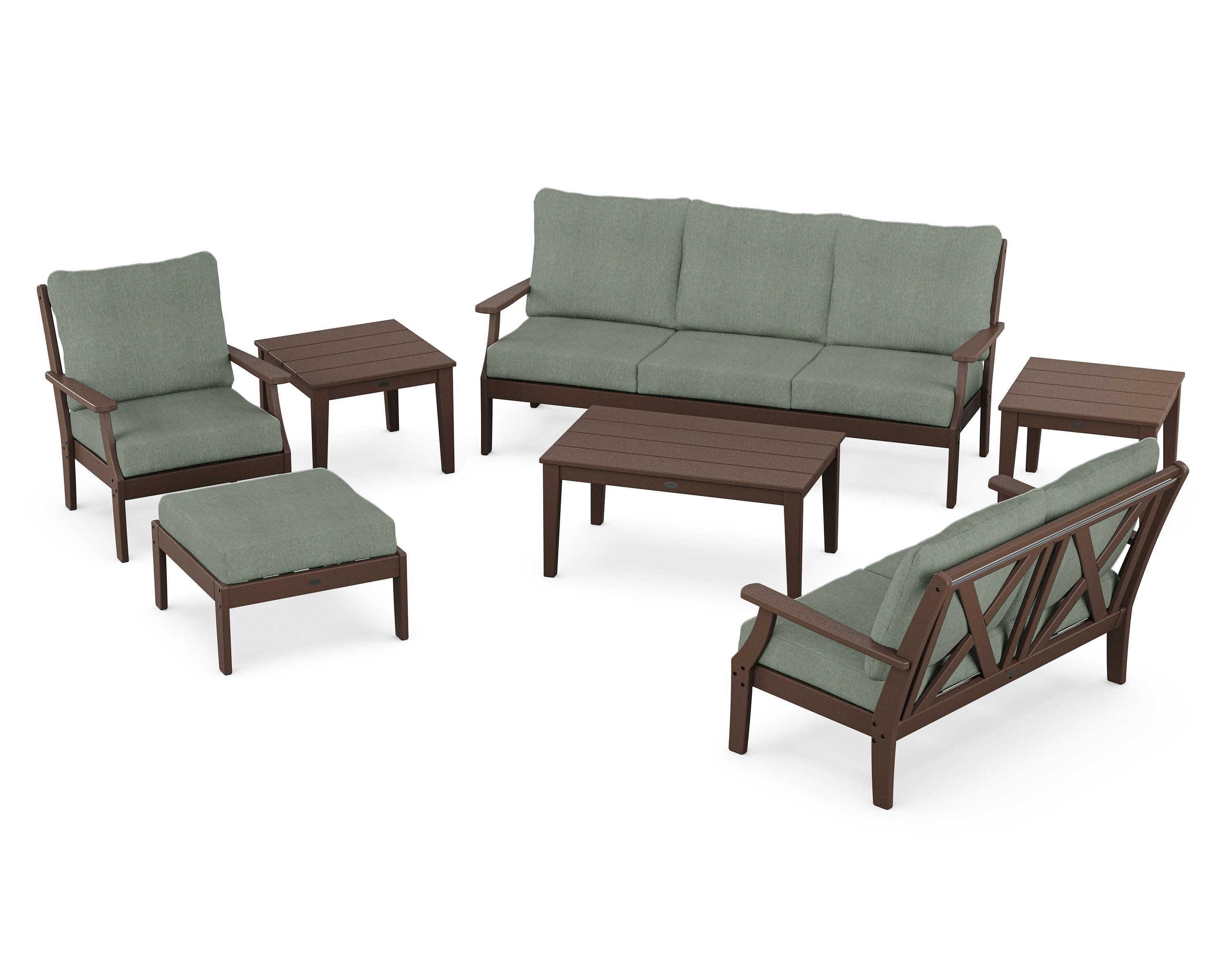 Braxton 7-Piece Deep Seating Set in Mahogany / Cast Sage