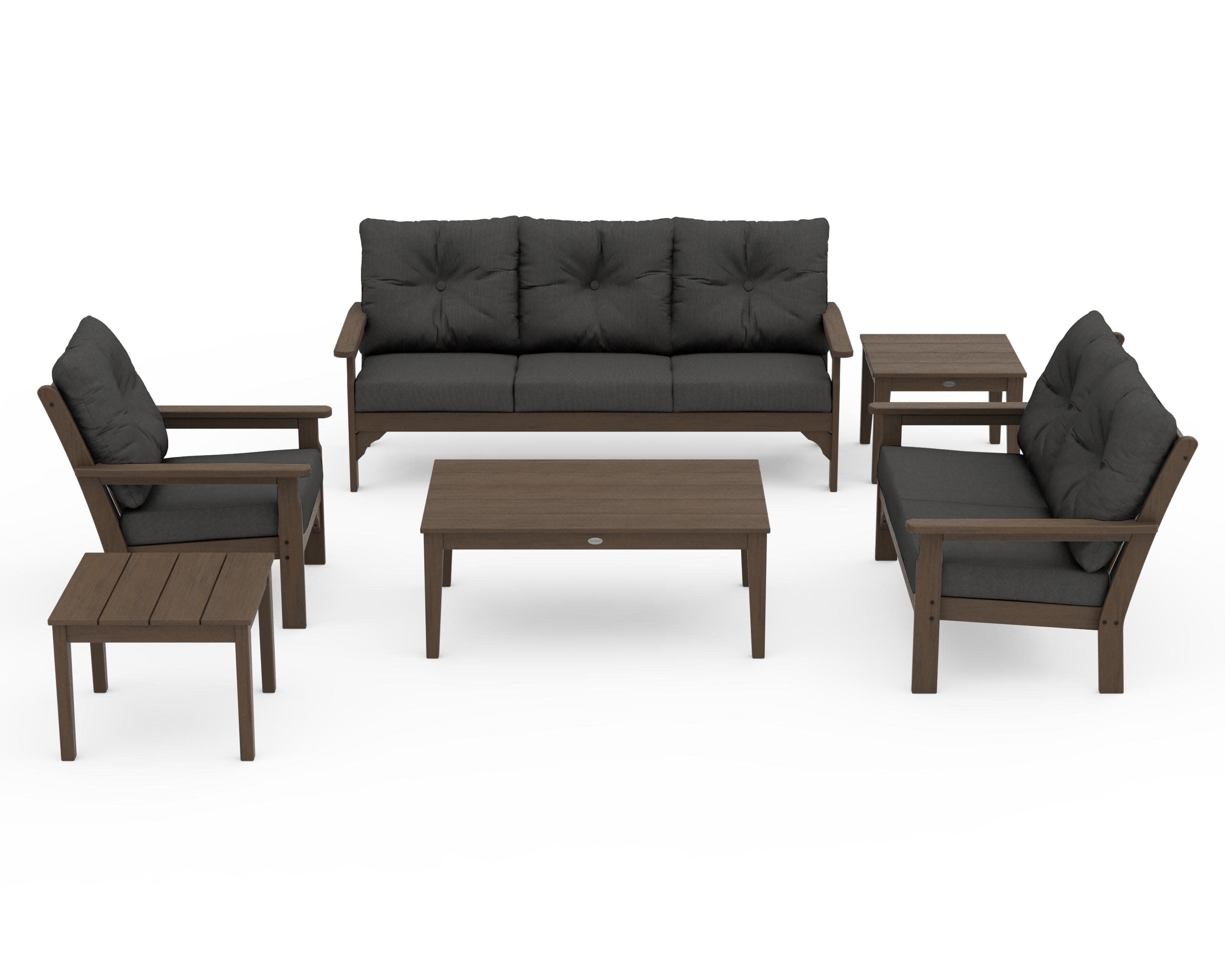 Vineyard 6-Piece Deep Seating Set in Kona / Spectrum Carbon