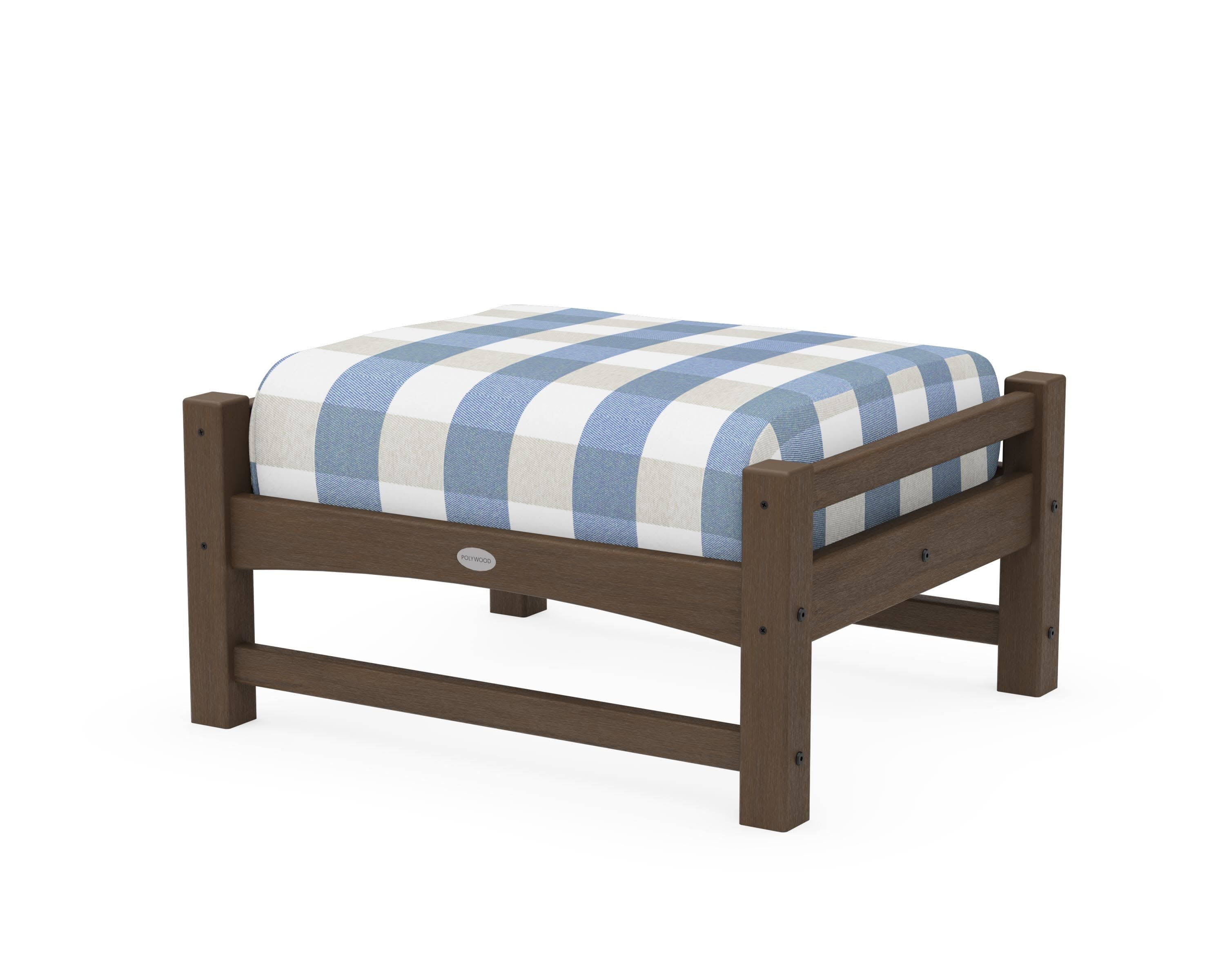 Club Ottoman in Kona / Buffalo Plaid Sky Blue