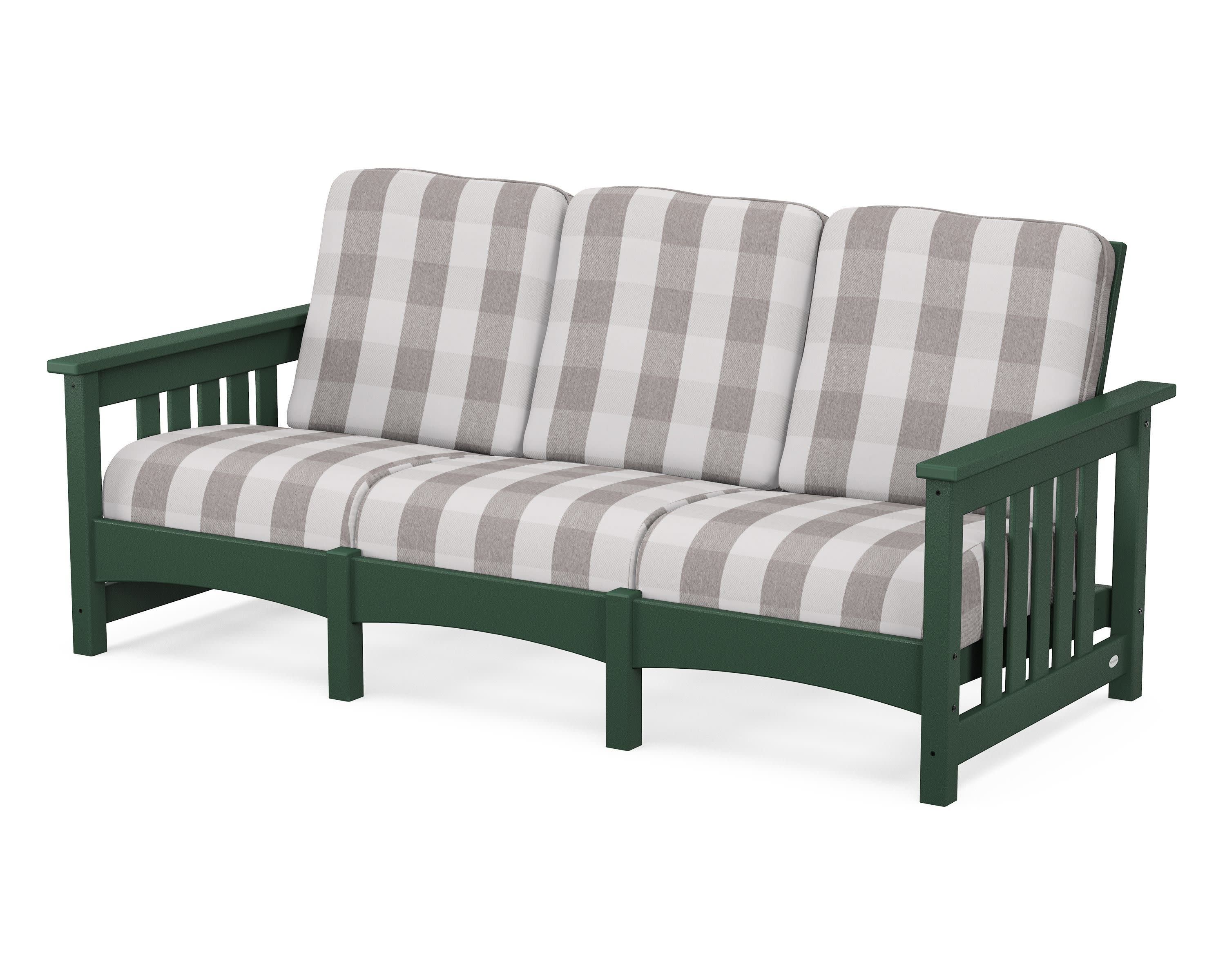 Club Mission Sofa in Green / Buffalo Plaid Grey Mist