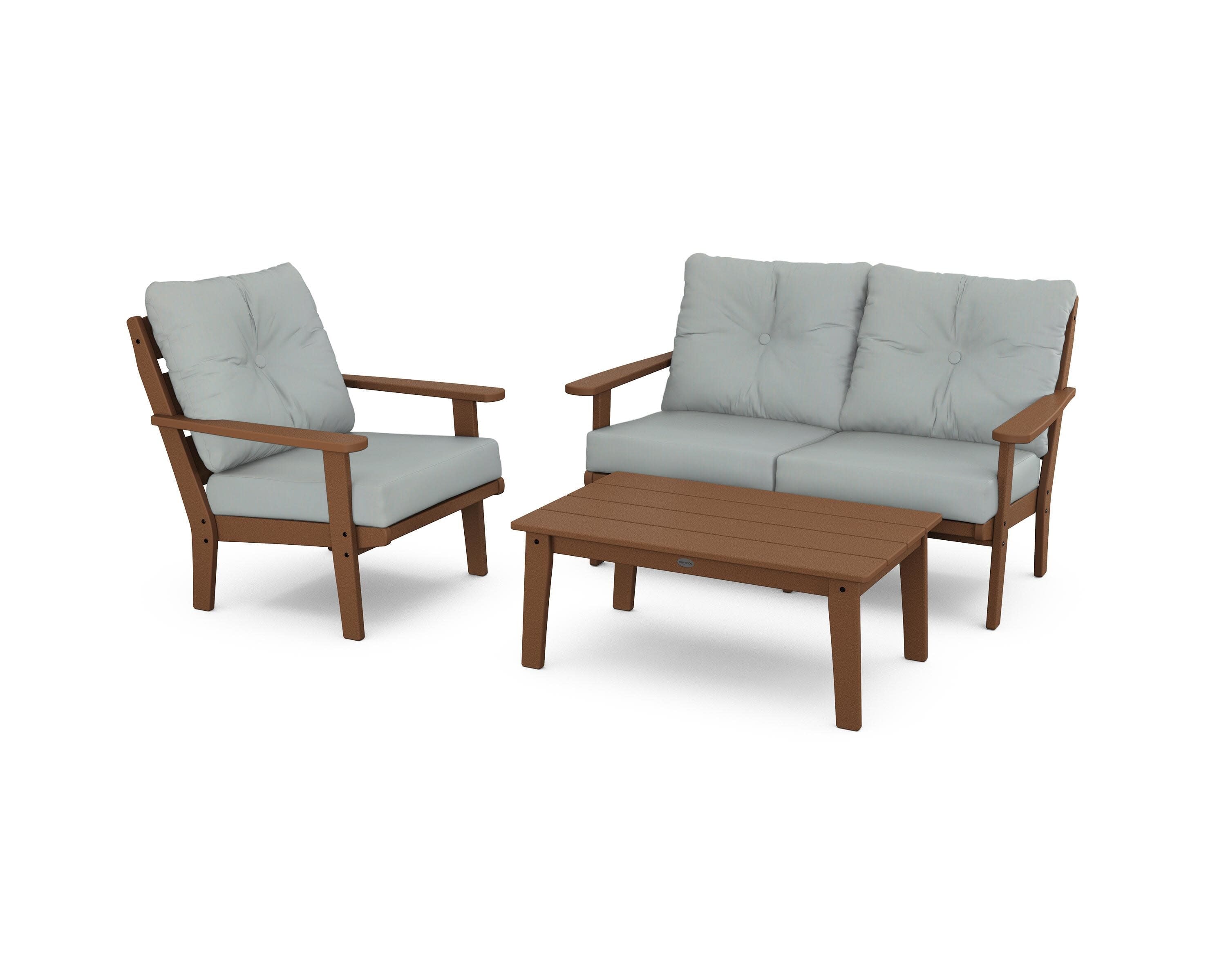 Lakeside 3-Piece Deep Seating Set in Teak / Spa