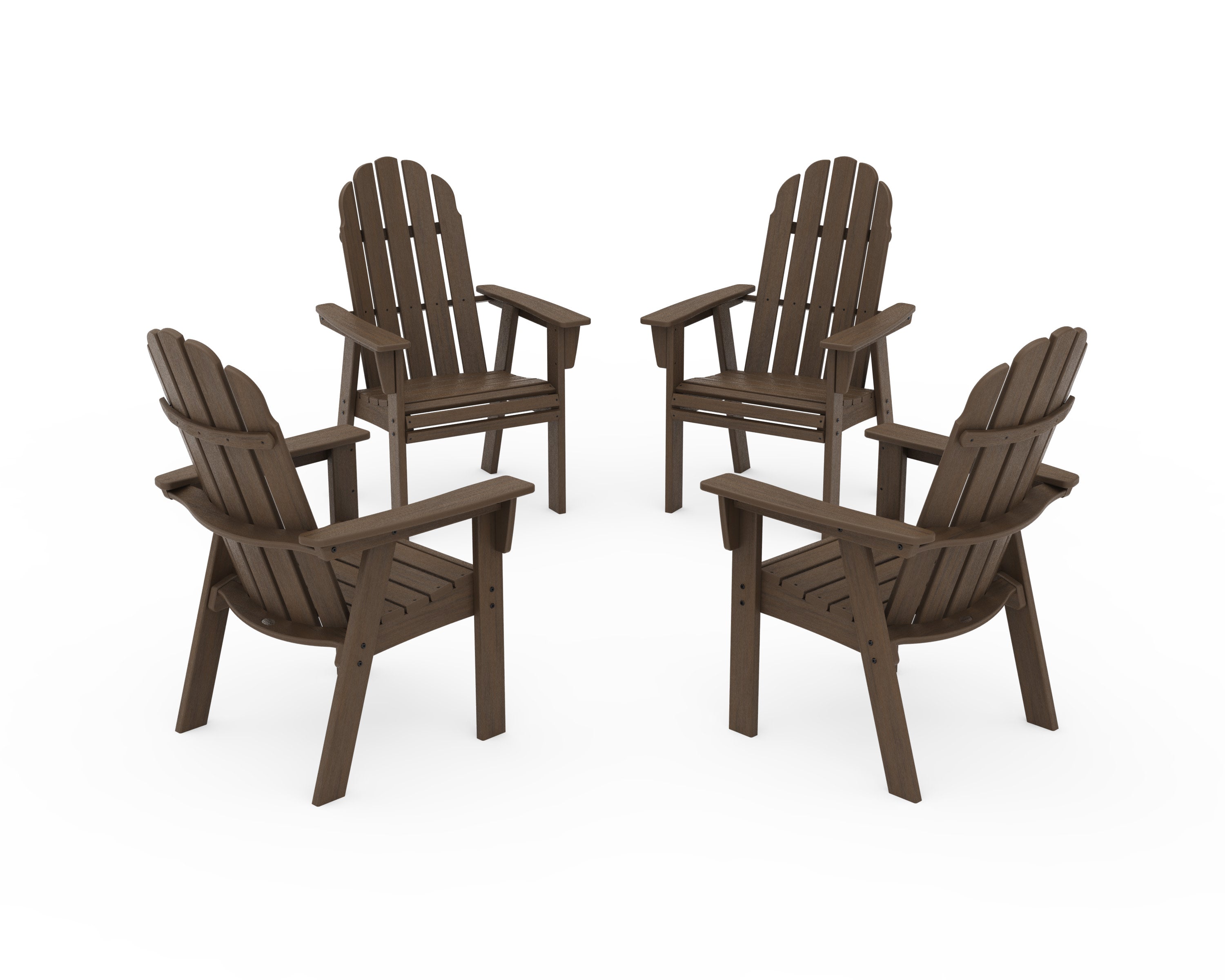Vineyard 4-Piece Curveback Upright Adirondack Conversation Set in Kona