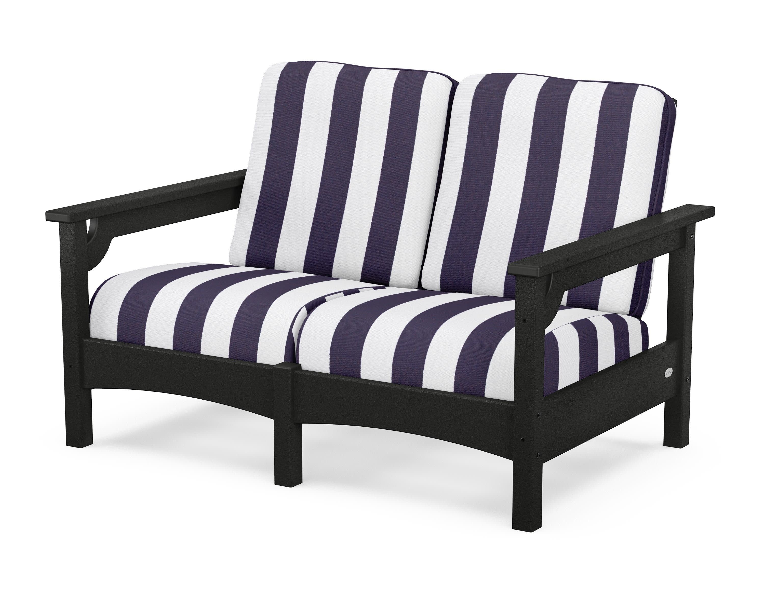 Club Loveseat in Black / Cabana Stripe Navy