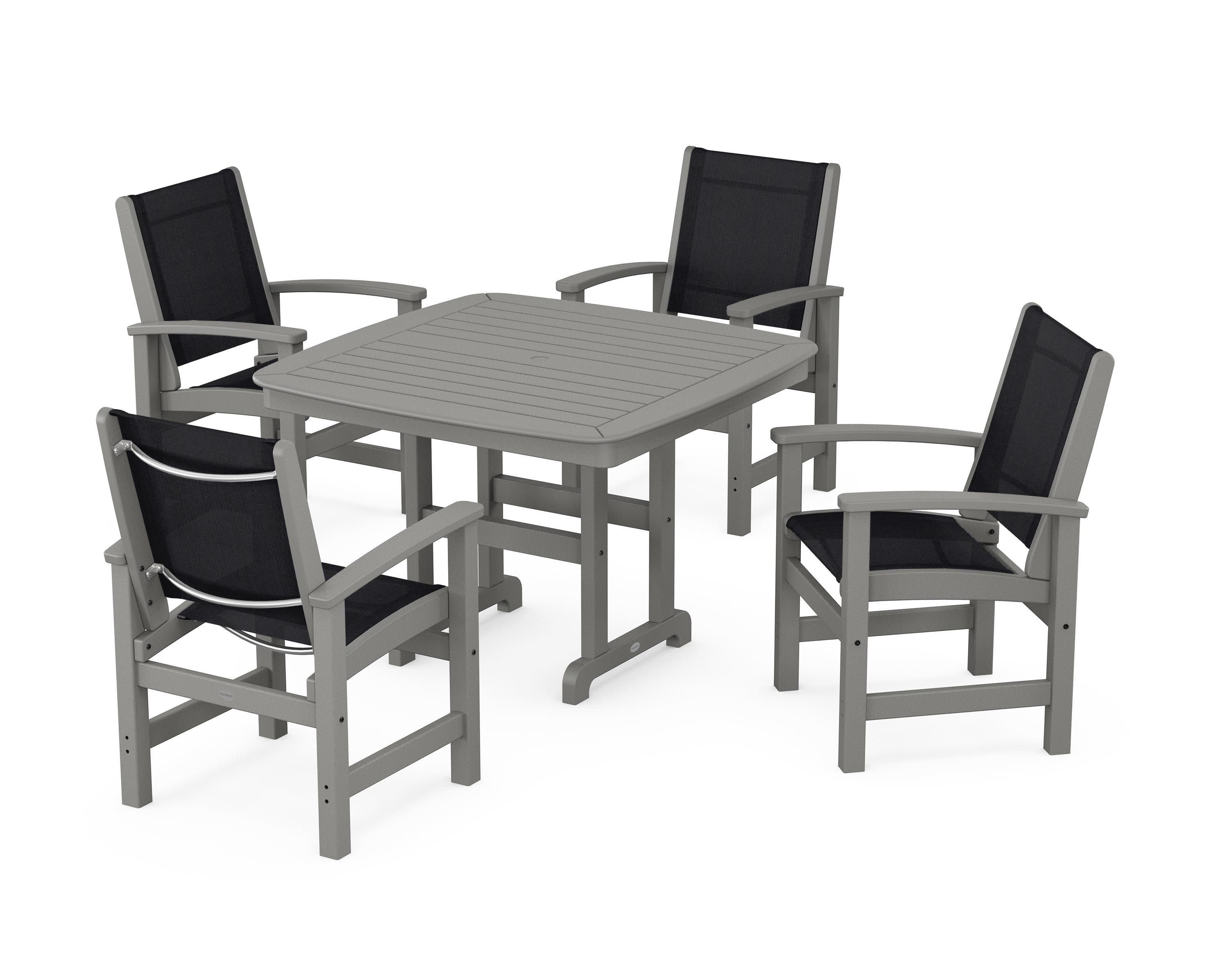 Coastal 5-Piece Dining Set in Slate Grey / Black Sling