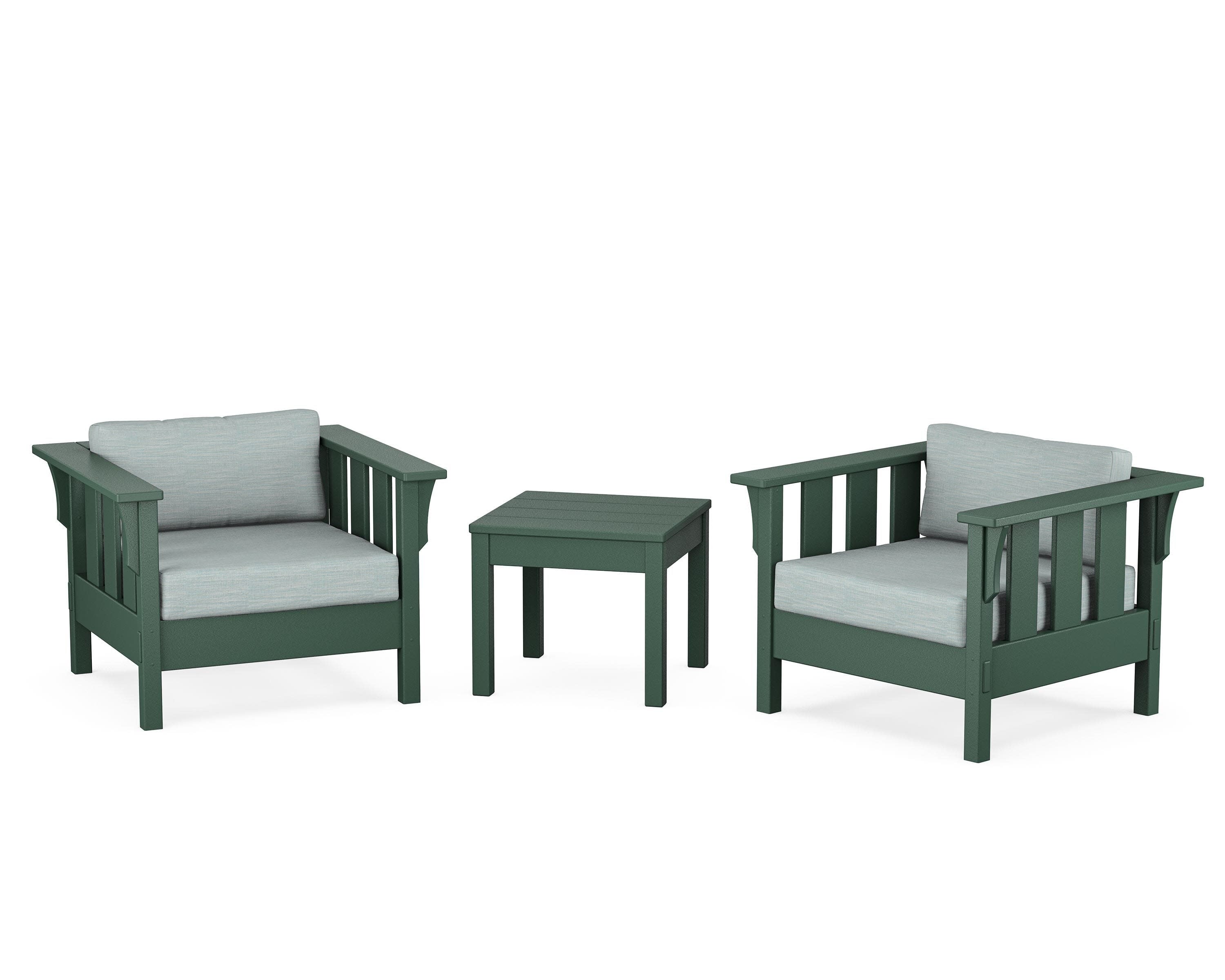 Acadia 3-Piece Deep Seating Set in Green / Soothe Mist