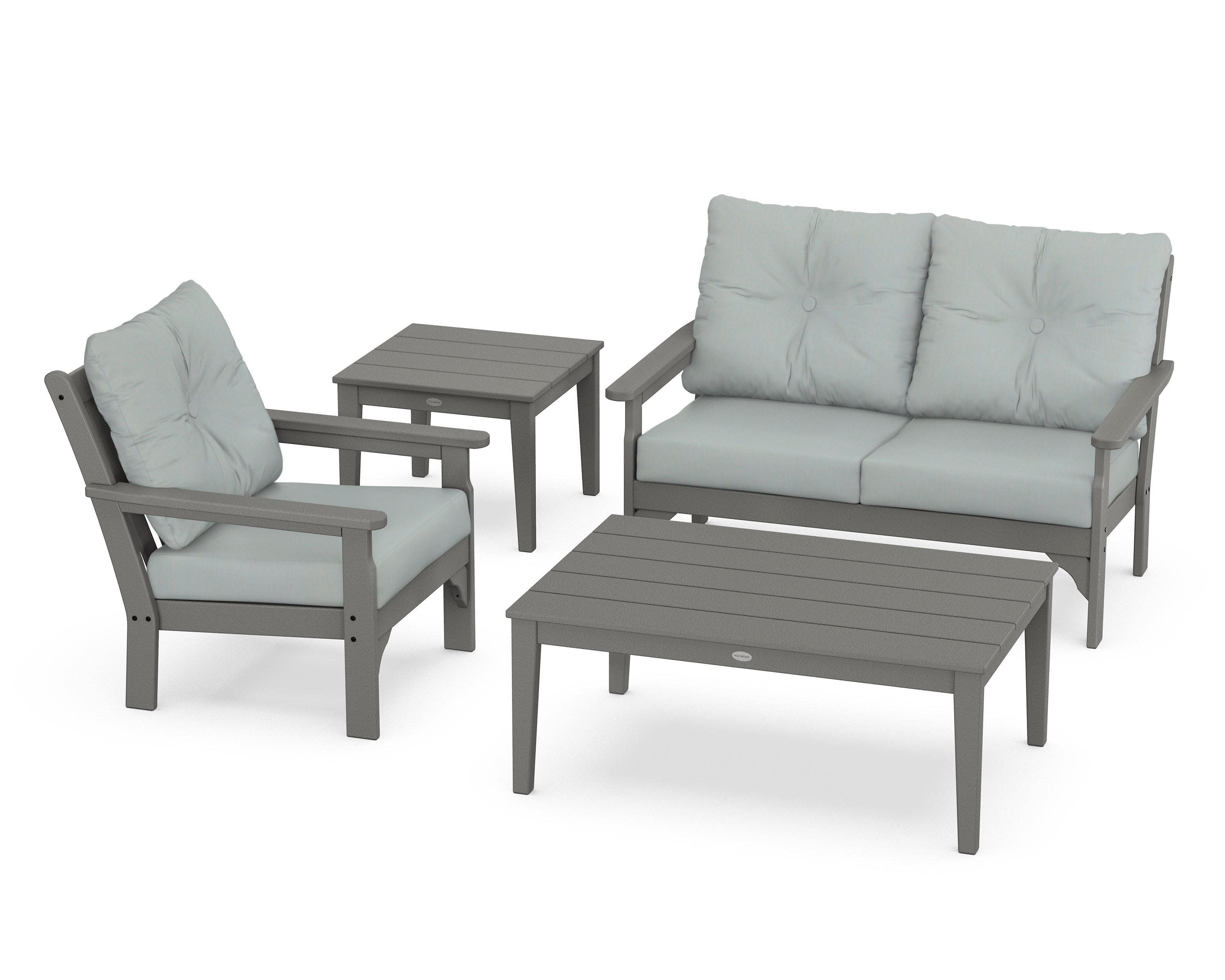 Vineyard 4-Piece Deep Seating Set in Slate Grey / Spa