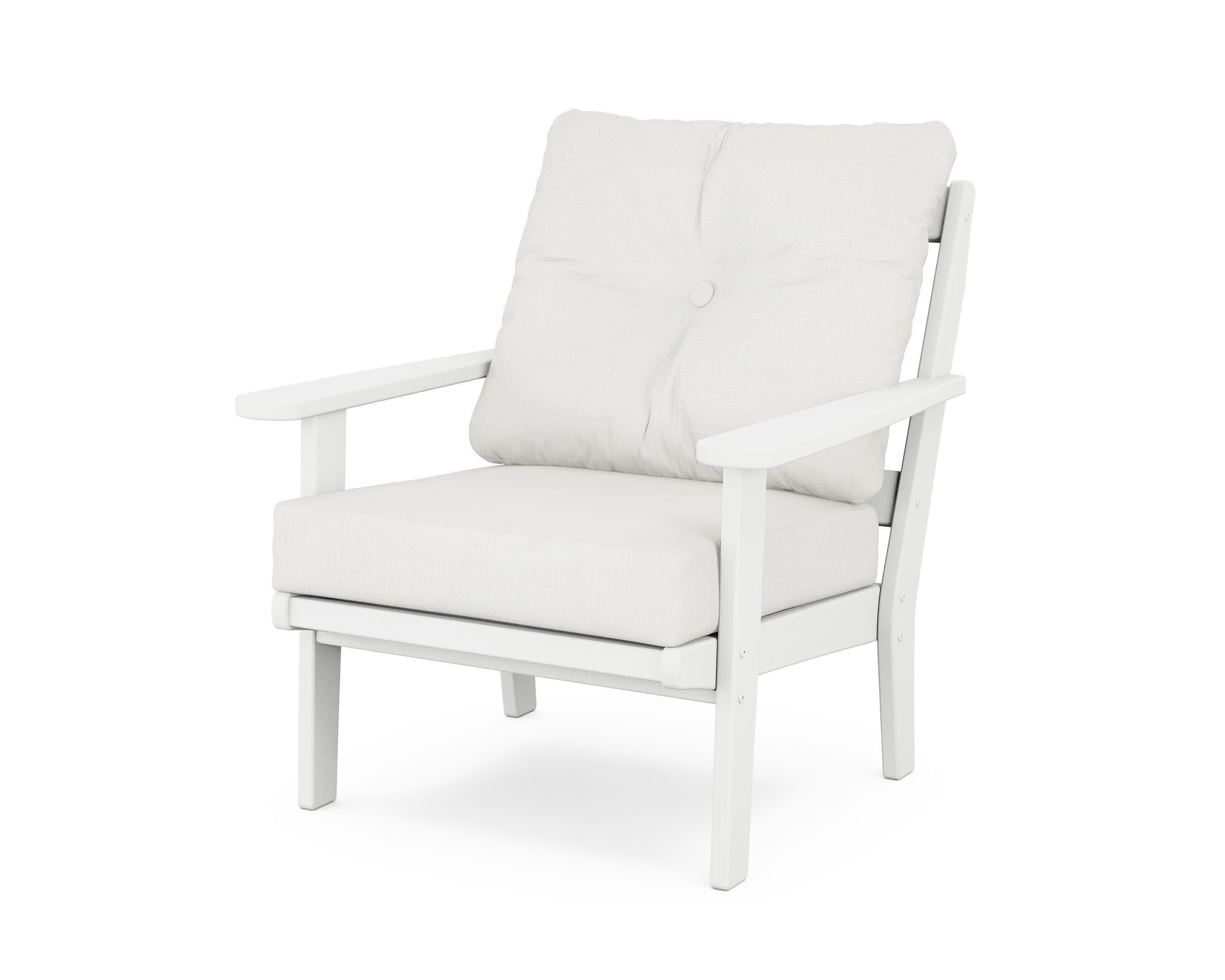 Mission Deep Seating Chair in White / Natural Linen