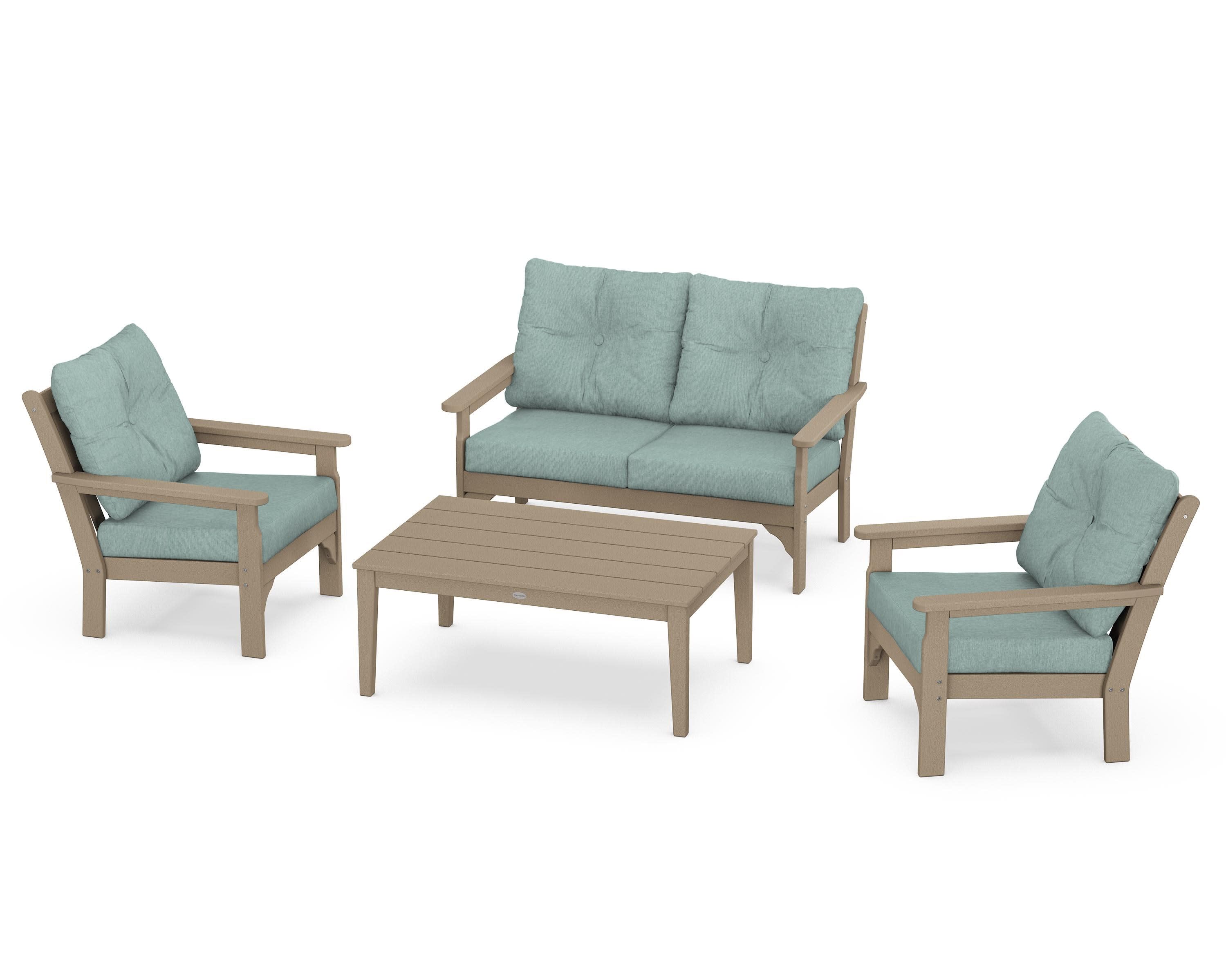 Vineyard 4-Piece Deep Seating Set in Vintage Sahara / Glacier Spa