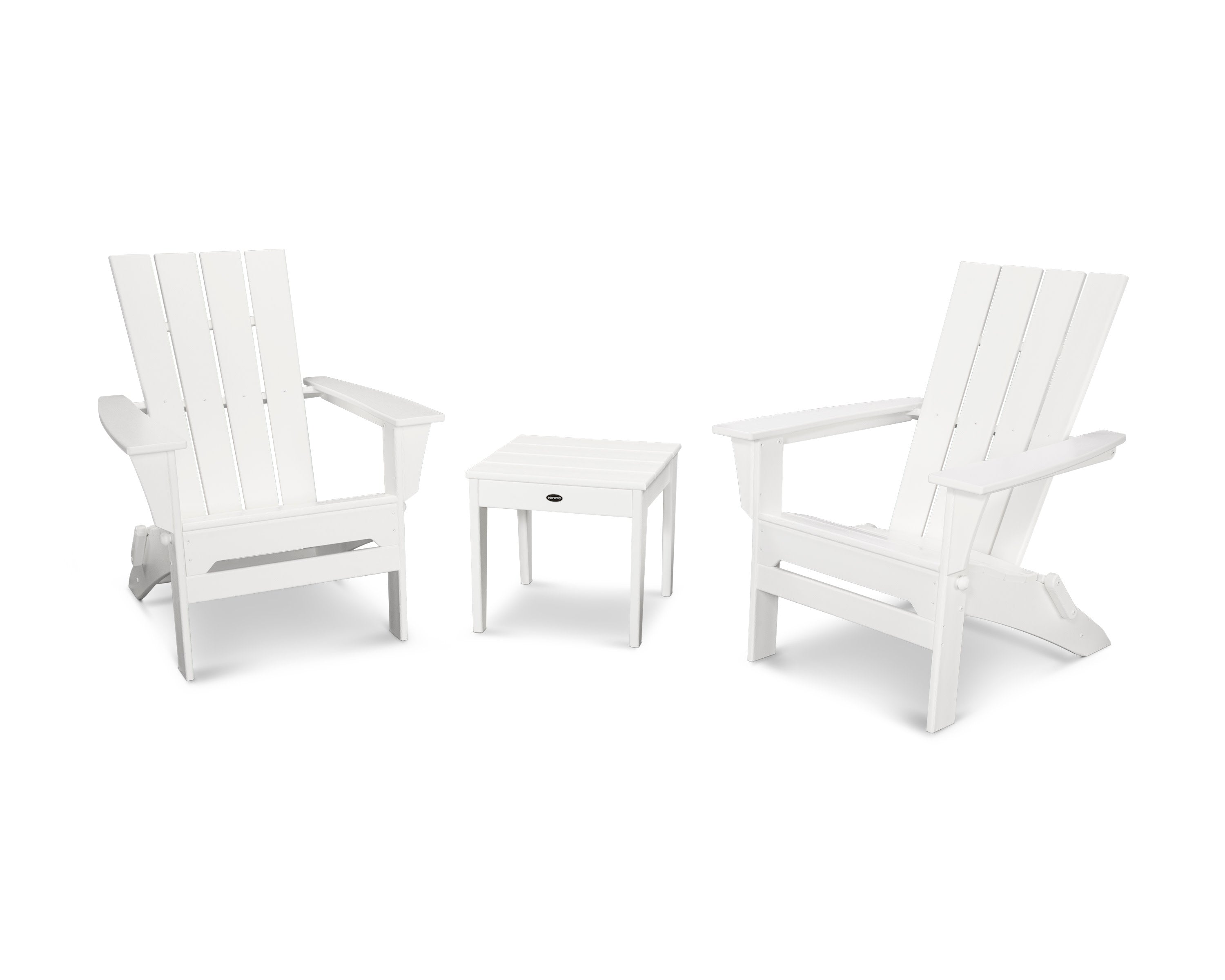 Quattro Folding Chair 3-Piece Adirondack Set in White