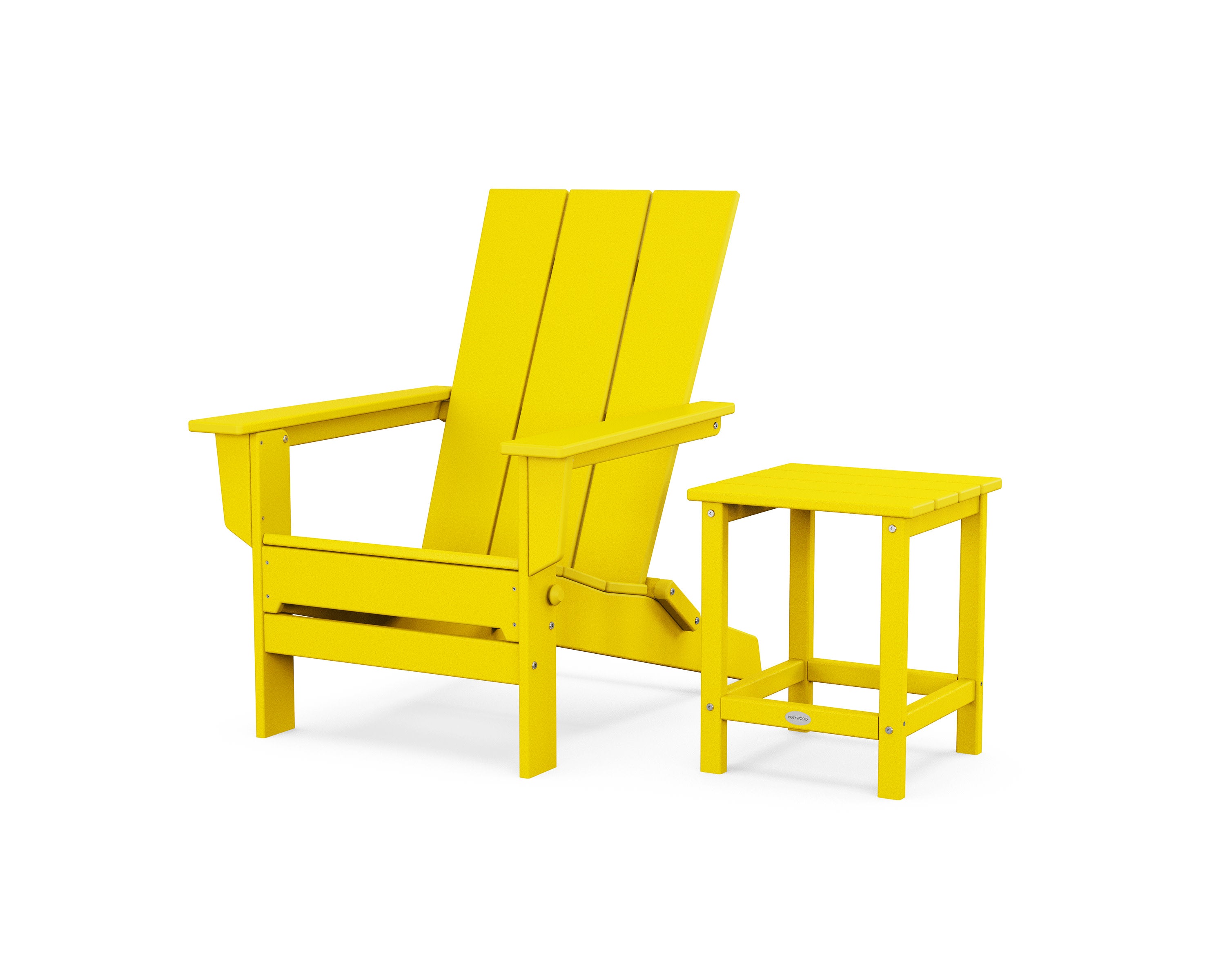 Modern Studio Folding Adirondack Chair with Side Table in Lemon