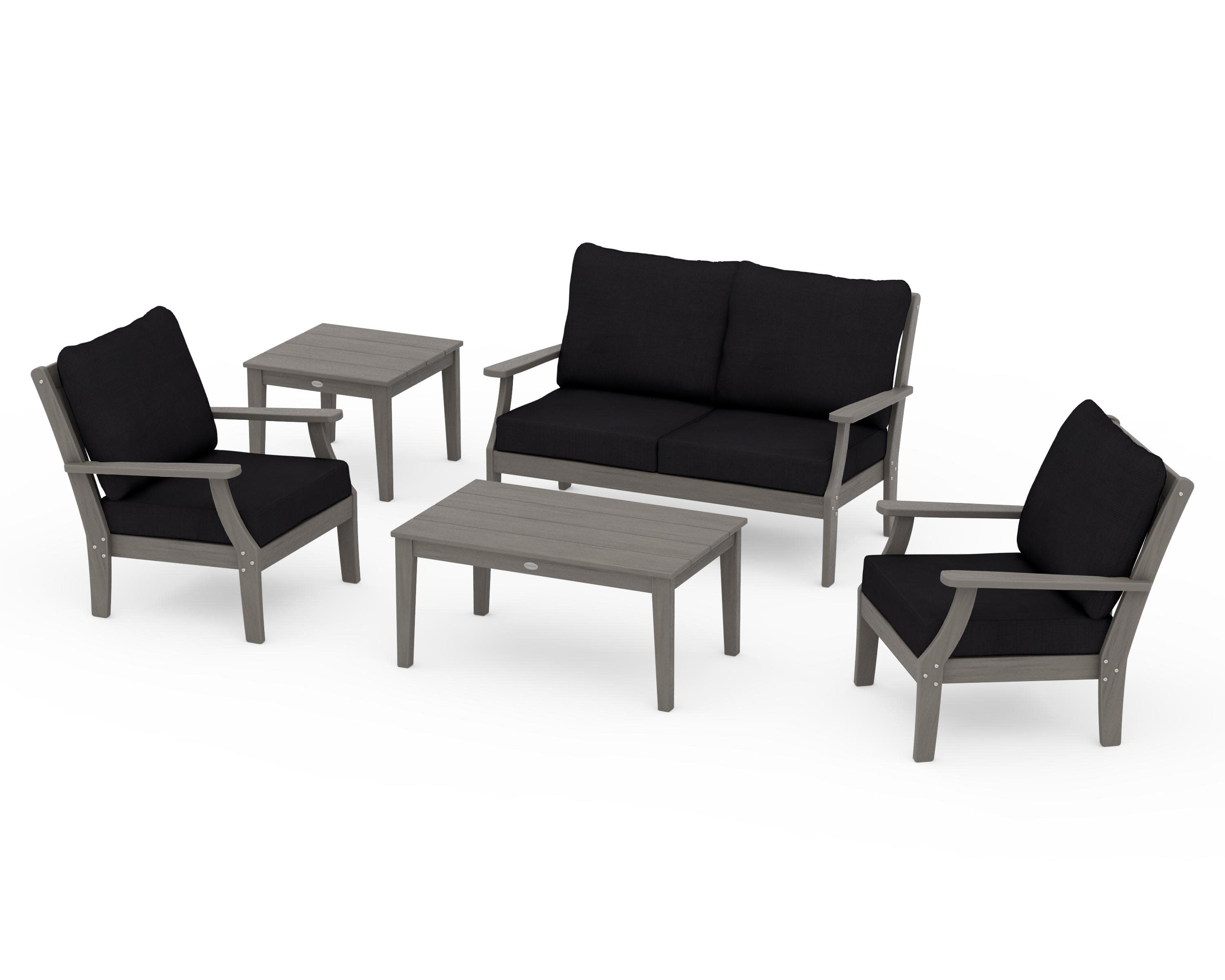 Braxton 5-Piece Deep Seating Set in Driftwood / Midnight Linen