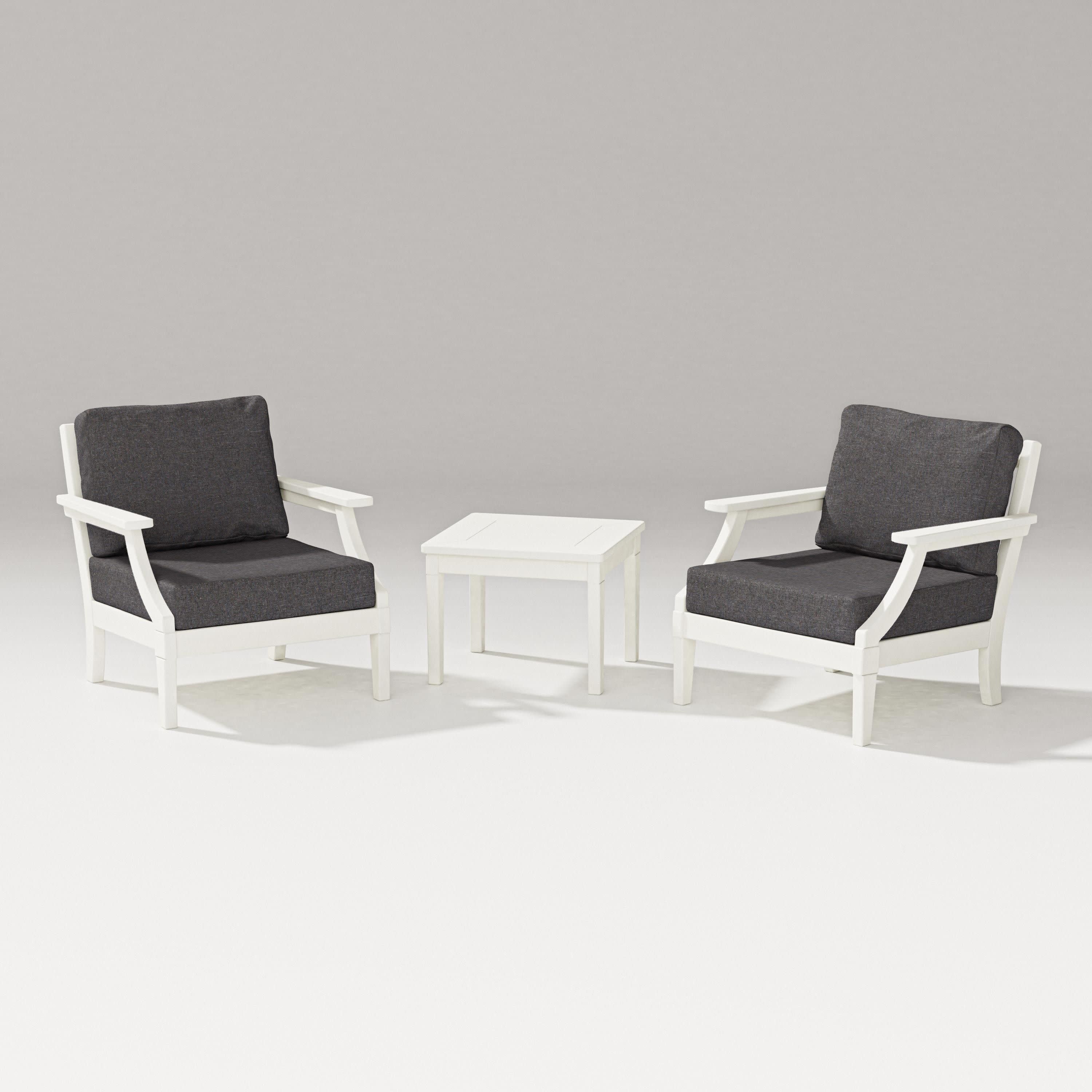 Estate 3-Piece Lounge Chair Set in Vintage White / Ash Charcoal