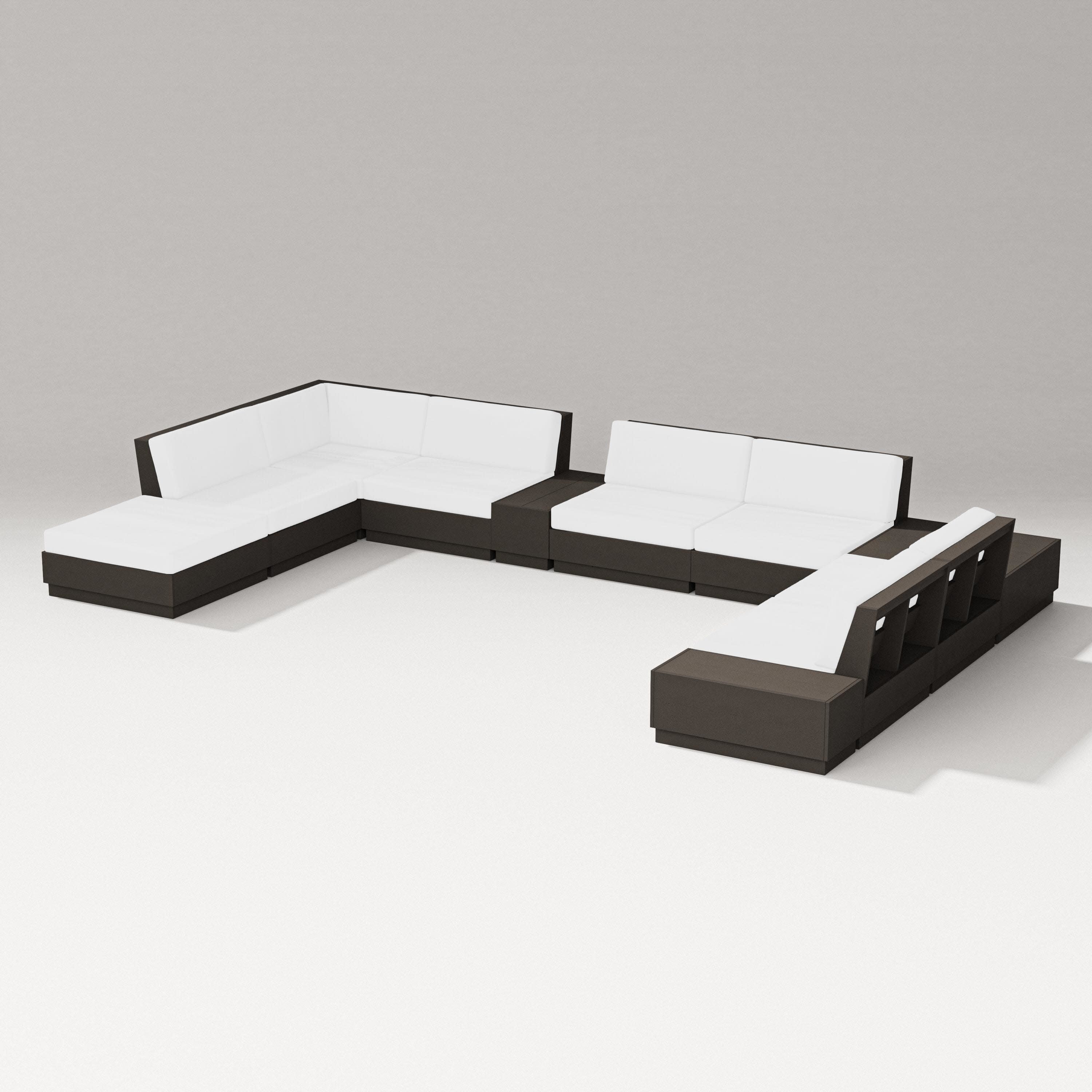 Elevate 11-Piece Conversation Sectional Set in Vintage Coffee / Natural