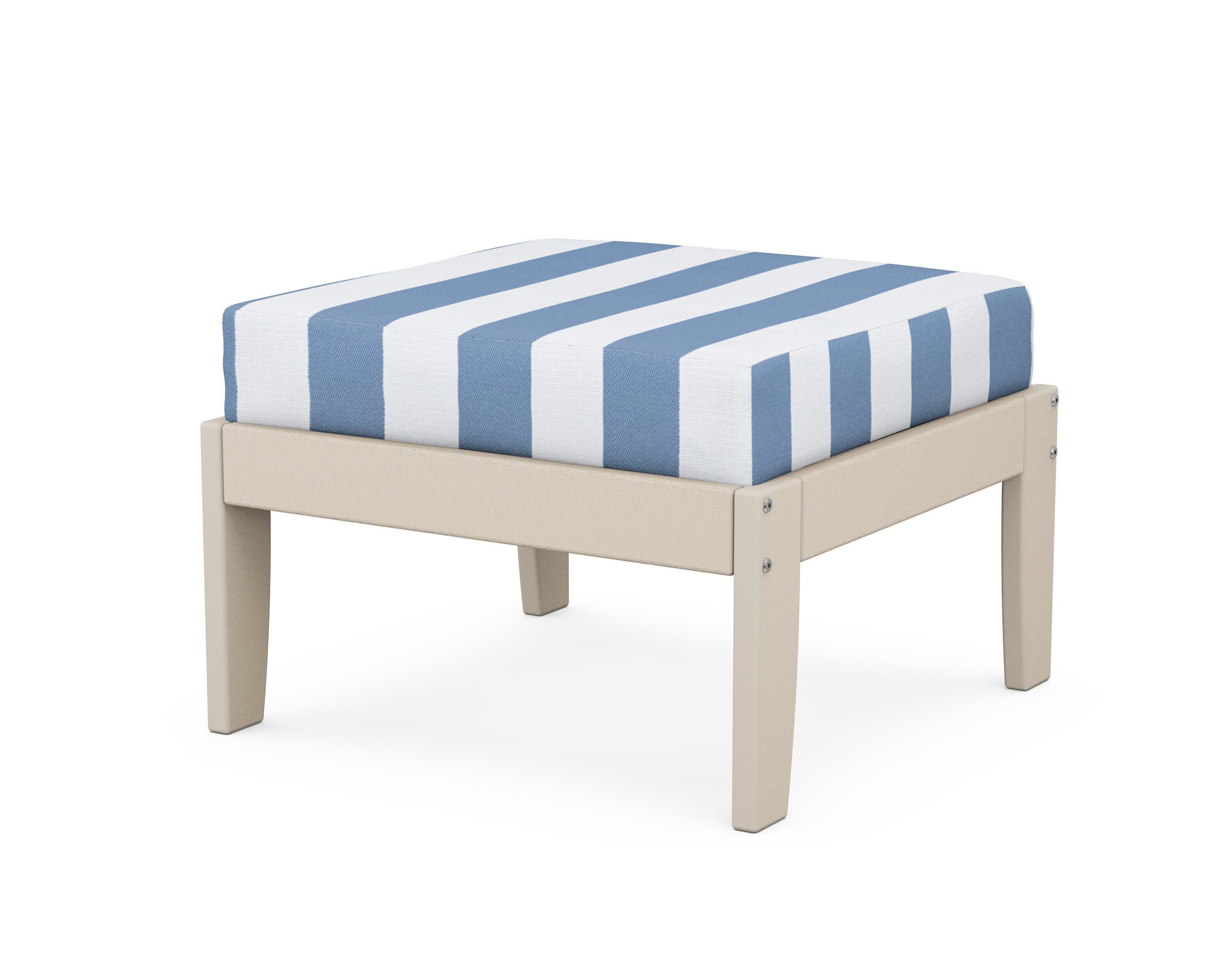 Modular Ottoman - Classic in Sand / Cabana Stripe Sky Blue