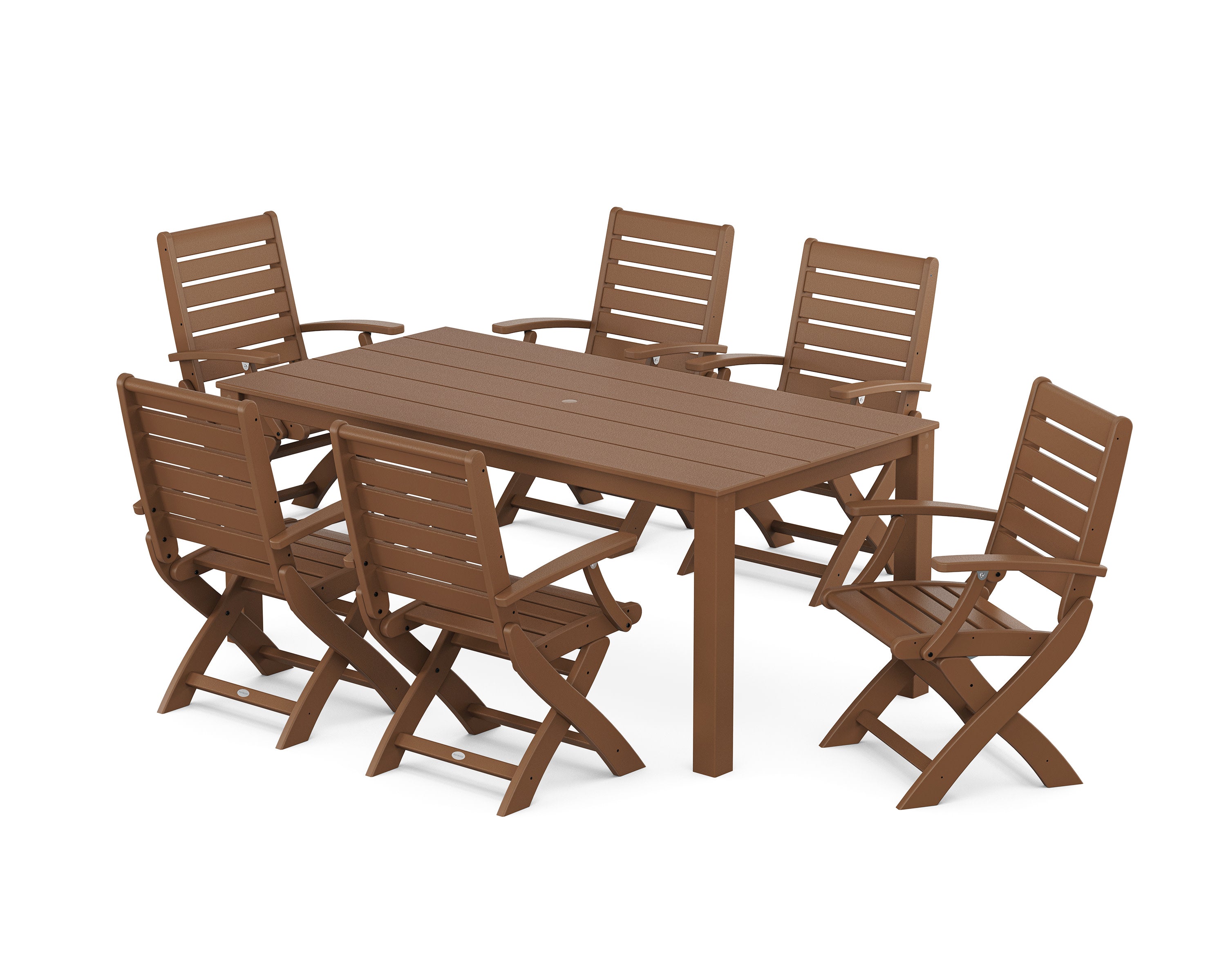 Signature Folding Chair 7-Piece Parsons Dining Set in Teak