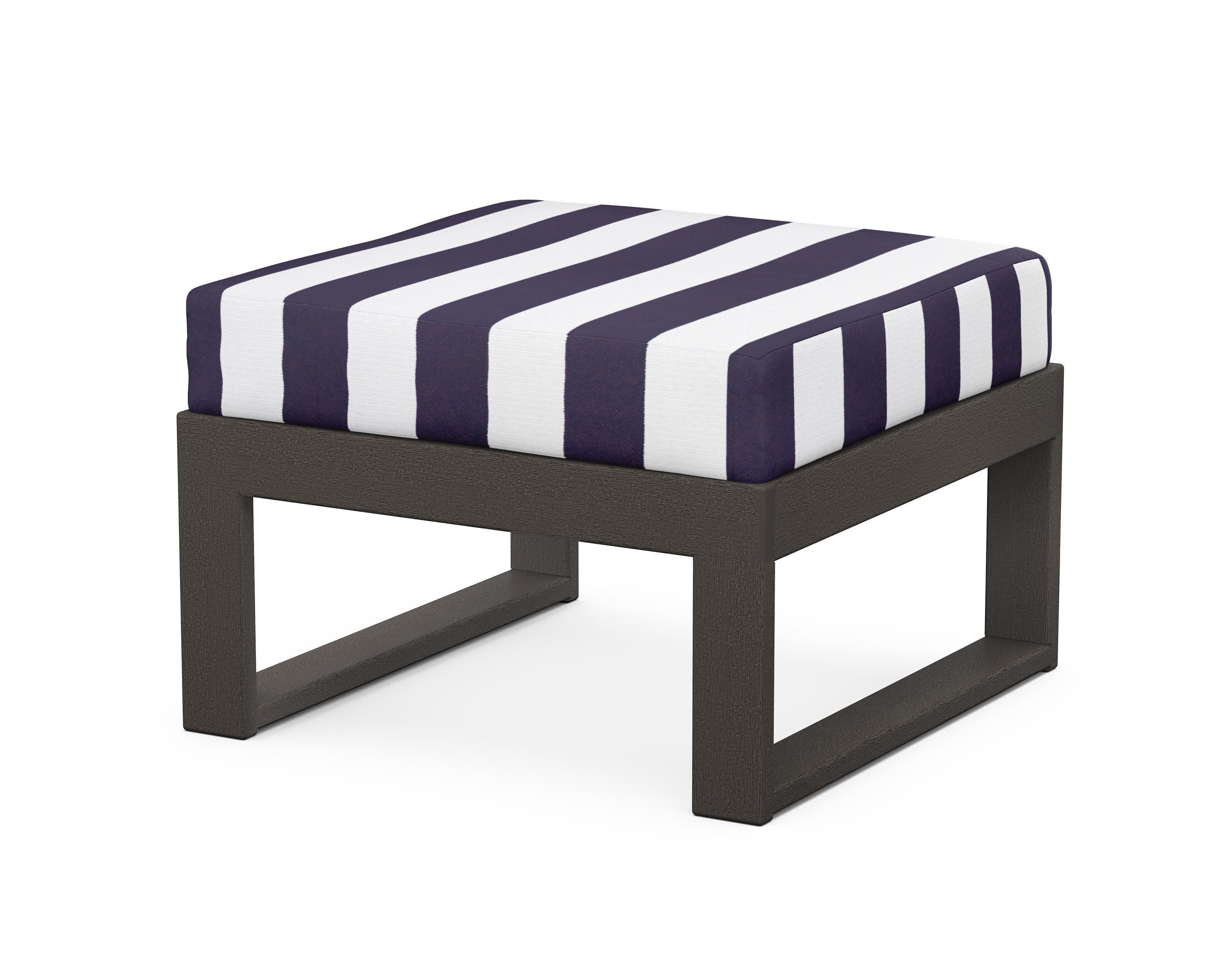 Modular Ottoman - Modern in Vintage Coffee / Cabana Stripe Navy