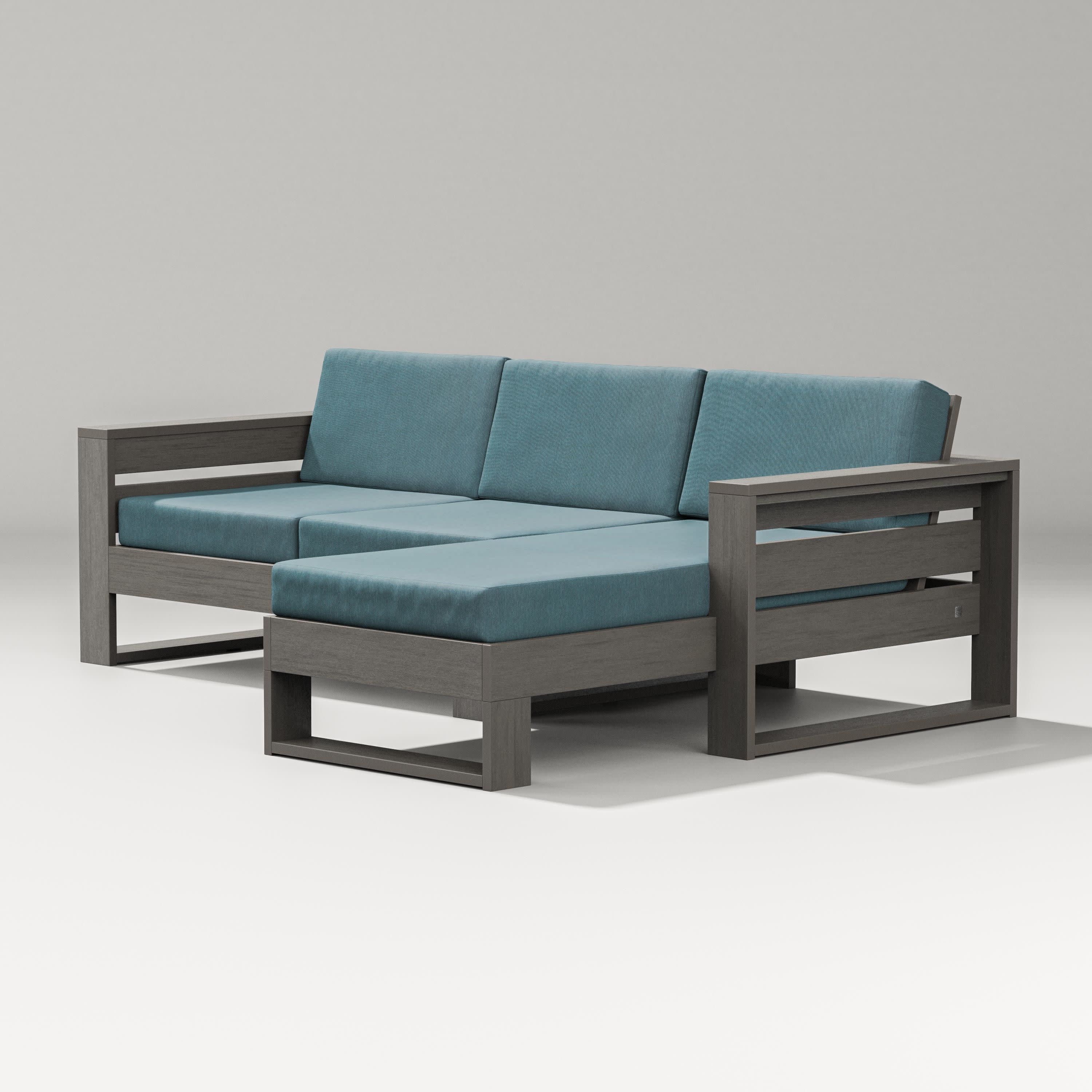 Latitude Right Chaise Sectional in Driftwood / Ocean Teal