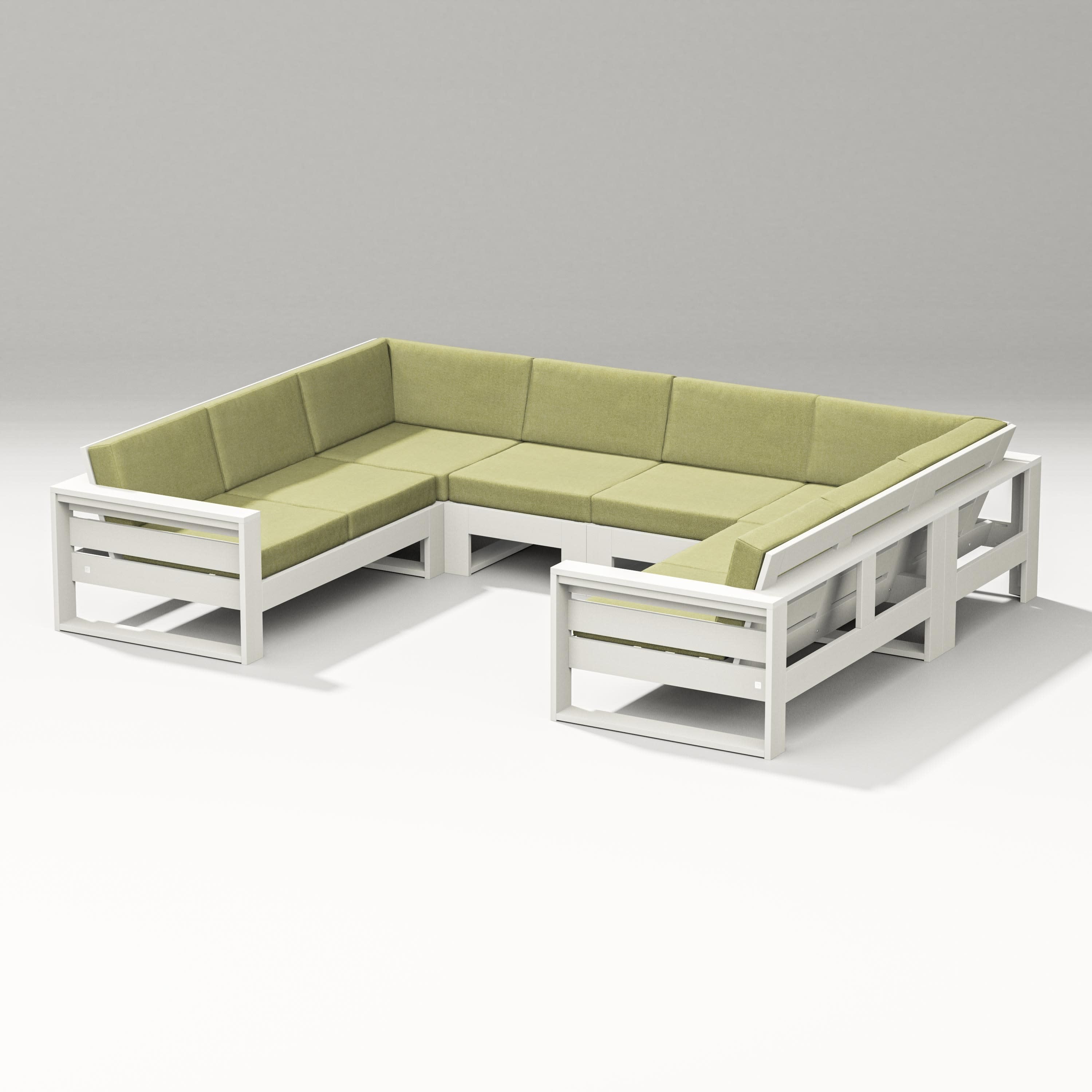 Latitude U-Shaped Sectional in Vintage White / Chartreuse Boucle